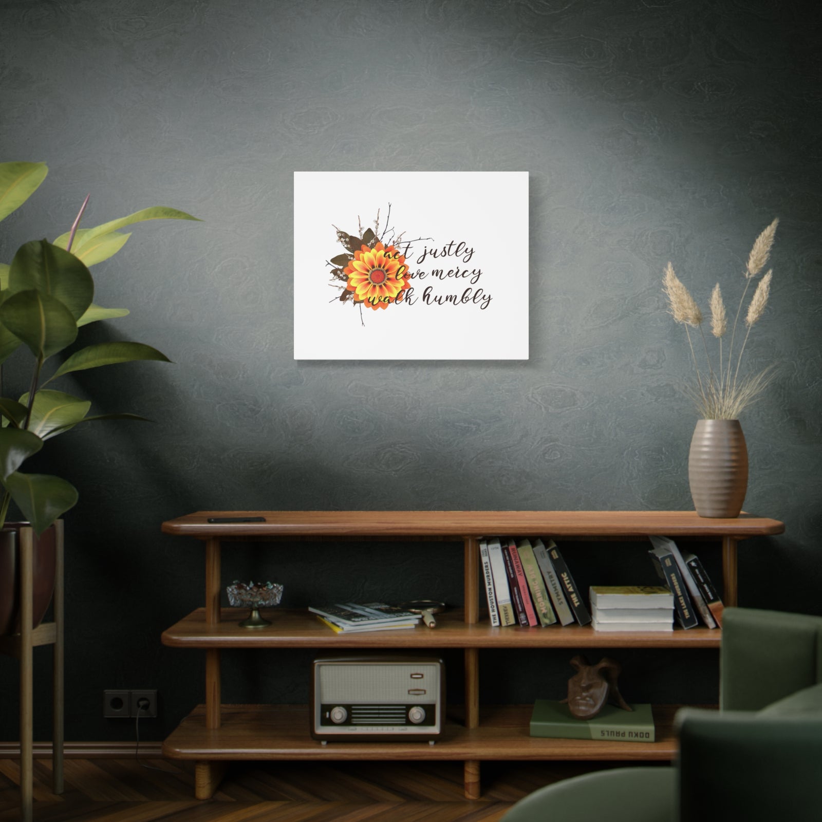 Scripture Walls Micah 6:8 Act Justly Sunflower Bible Verse Canvas Christian Wall Art Ready to Hang Unframed-Express Your Love Gifts