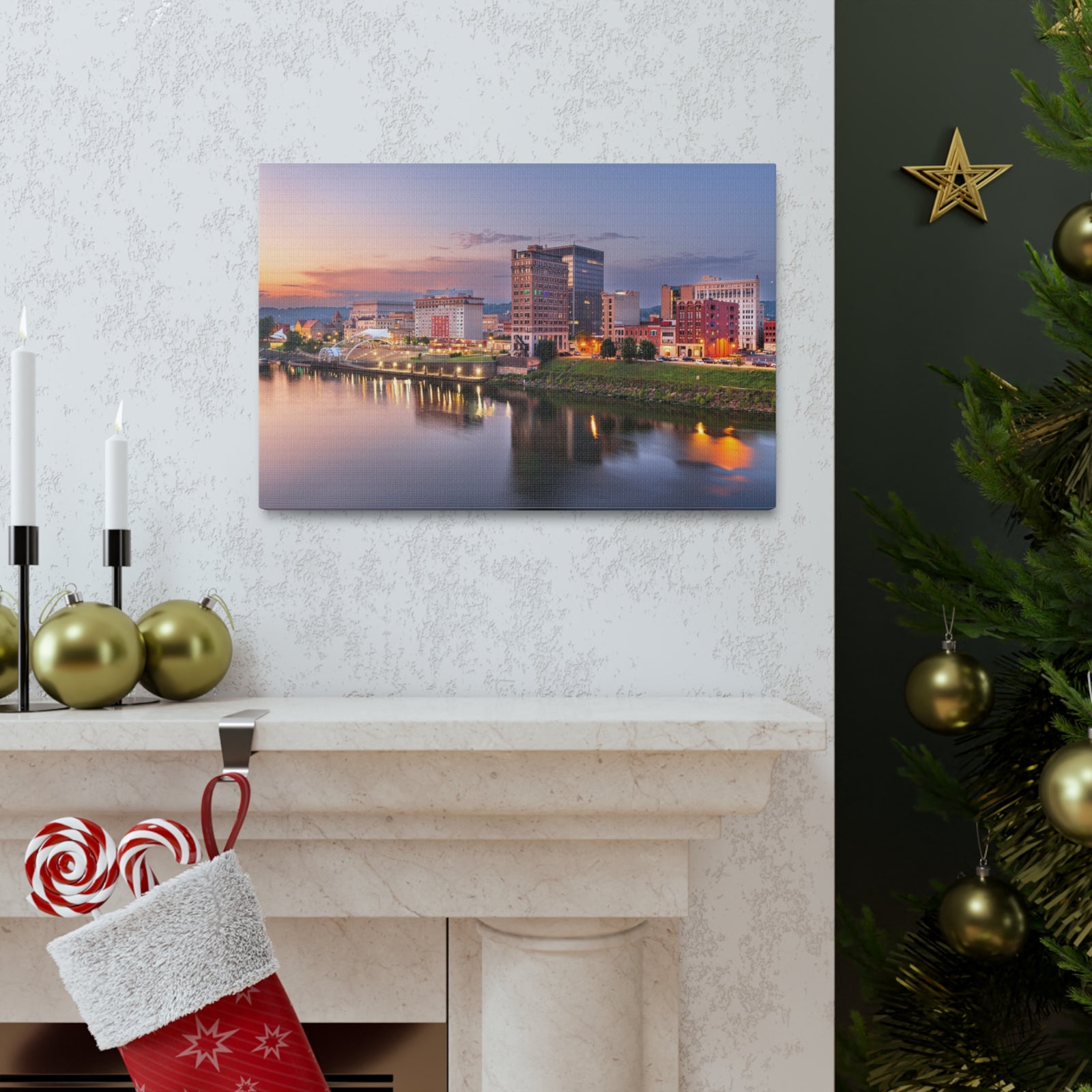 Charleston Night Skyline Canvas Artwork High-Quality Breathtaking Stunning Cityscape for Home Decor Ready to Hang-Express Your Love Gifts