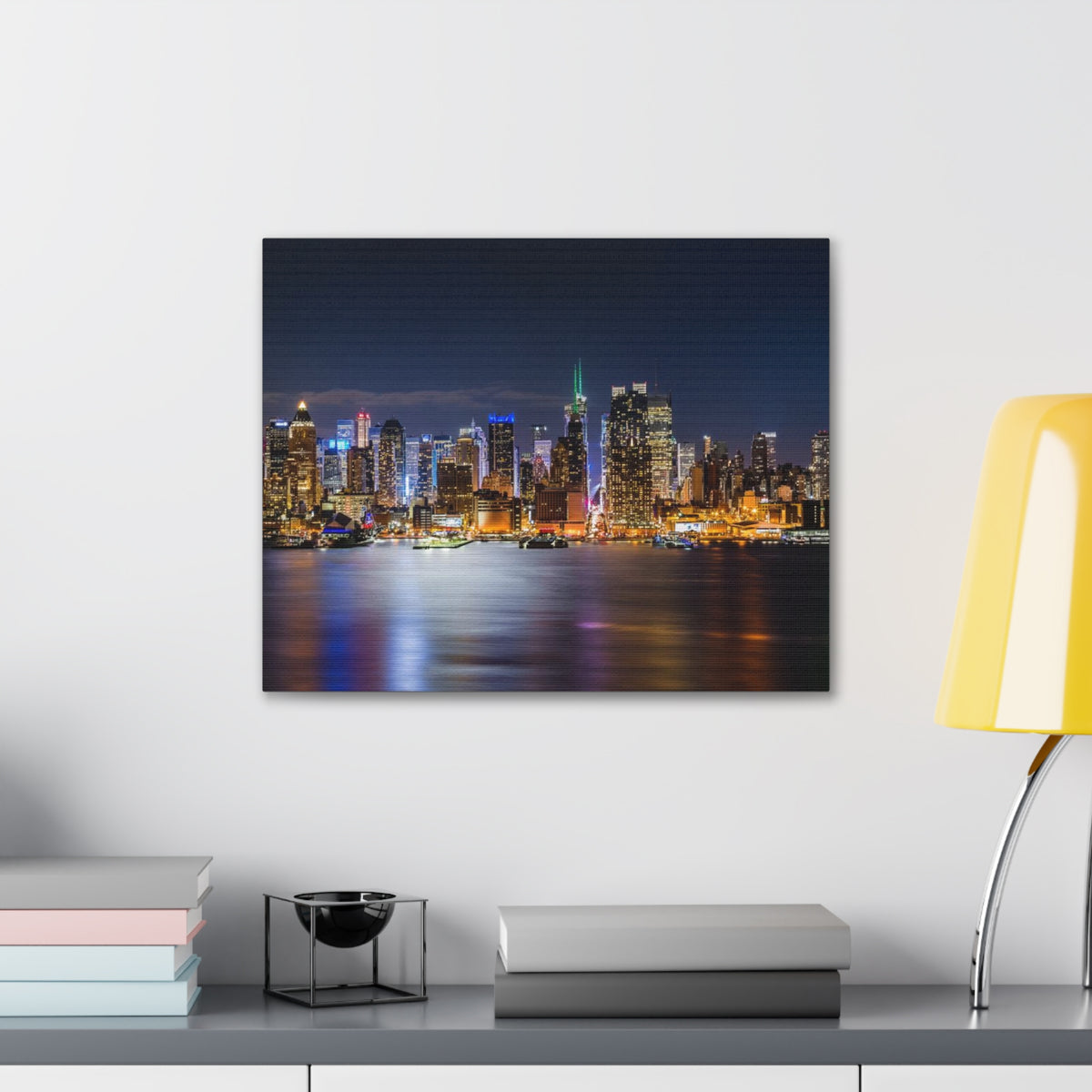 New York Night Skyline Canvas Artwork High-Quality Breathtaking Stunning Cityscape for Home Decor Ready to Hang-Express Your Love Gifts