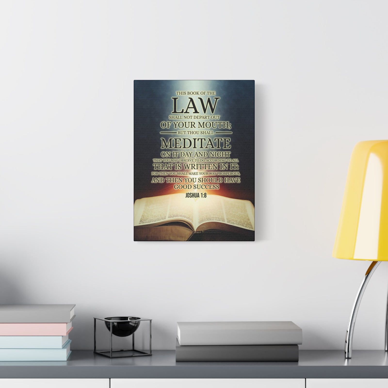 Scripture Canvas Book of the Law Joshua 1:8 Christian Wall Art Bible Verse Print Ready to Hang-Express Your Love Gifts