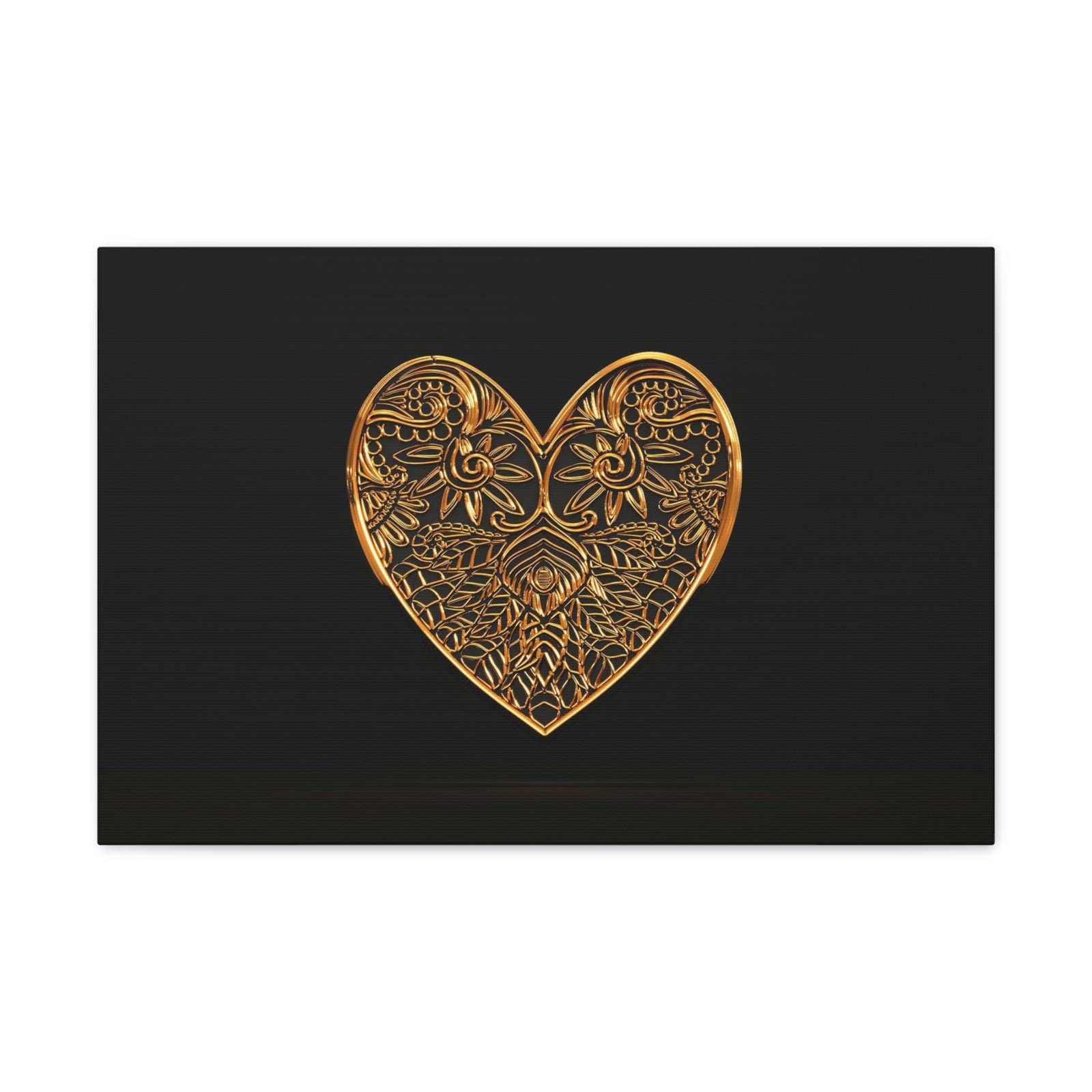 3D Gold Hearts Playing Card Canvas Wall Art for Home Decor Ready-to-Hang-Express Your Love Gifts
