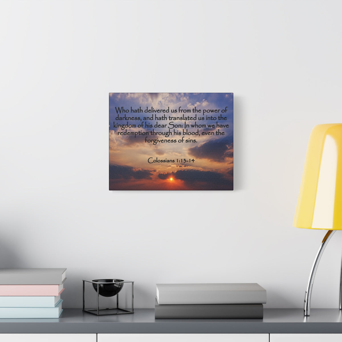Bible Verse Canvas Into The Kingdom of His Dear Son Colossians 1:13-14 Christian Home Décor Wall Art Scripture Ready to Hang Faith Print-Express Your Love Gifts