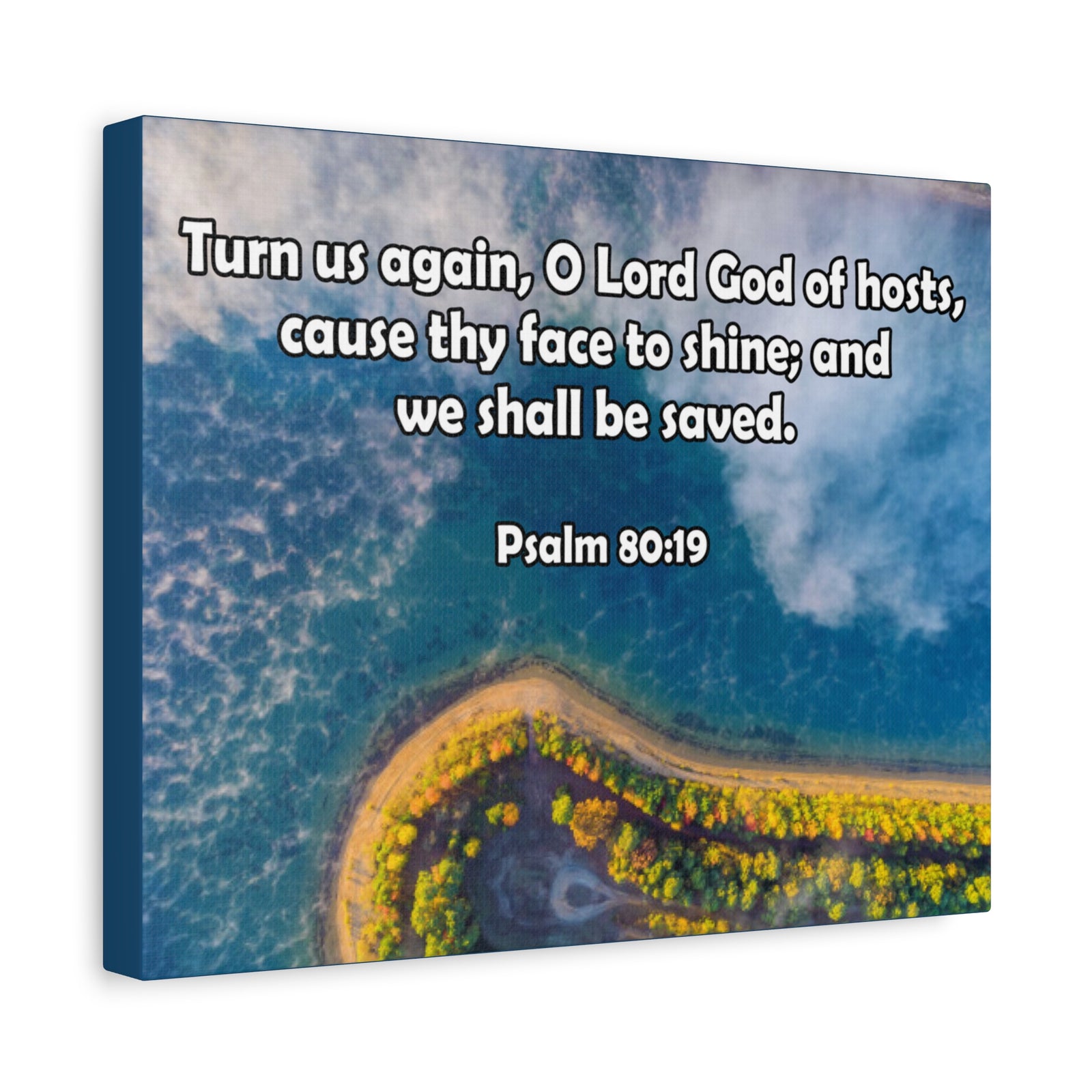 Bible Verse Canvas Turn Us Again Psalm 80:19 Christian Home Décor Wall Art Scripture Ready to Hang Faith Print-Express Your Love Gifts