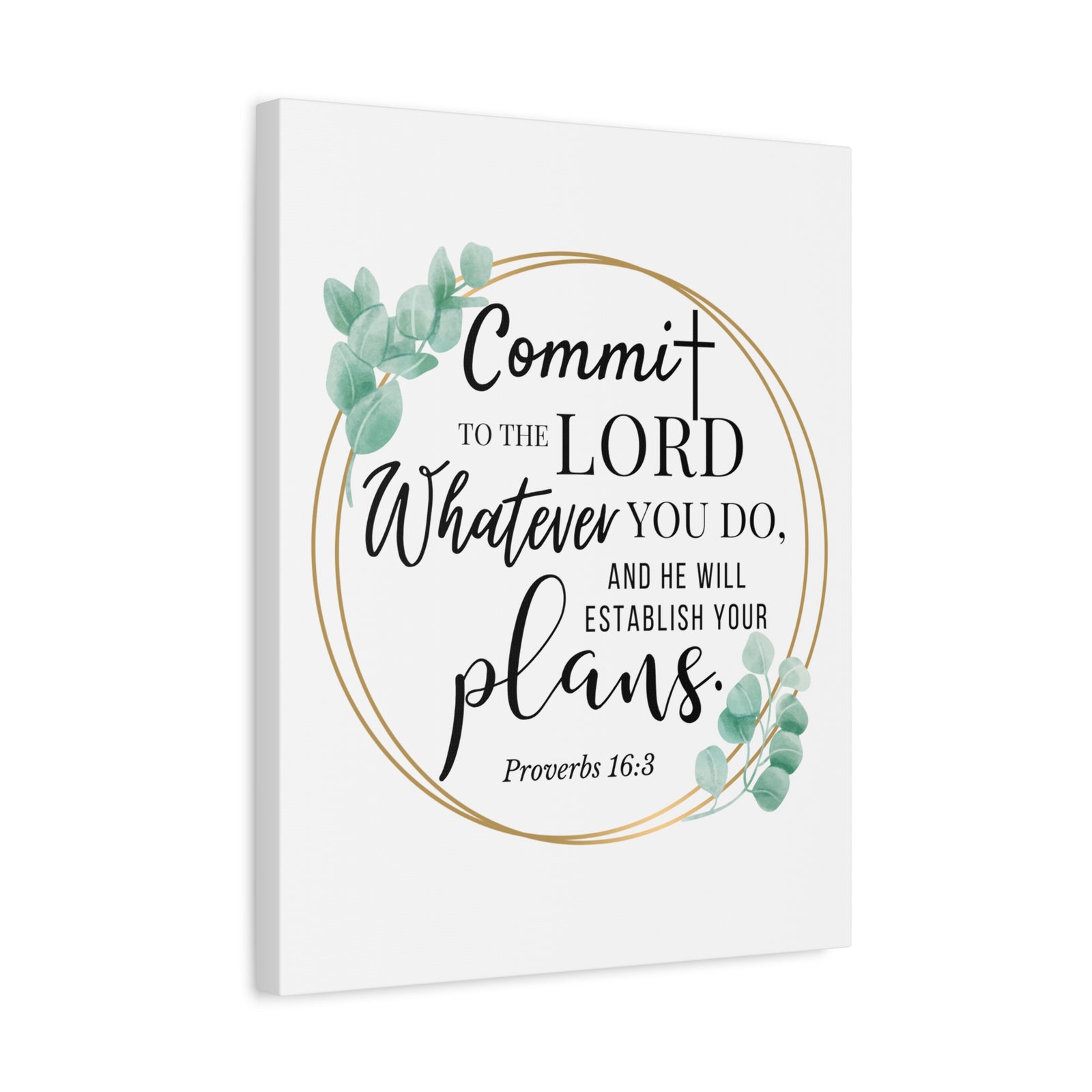 Scripture Walls Proverbs 16:3 Commit to the Lord Bible Verse Canvas Christian Wall Art Ready to Hang Unframed-Express Your Love Gifts