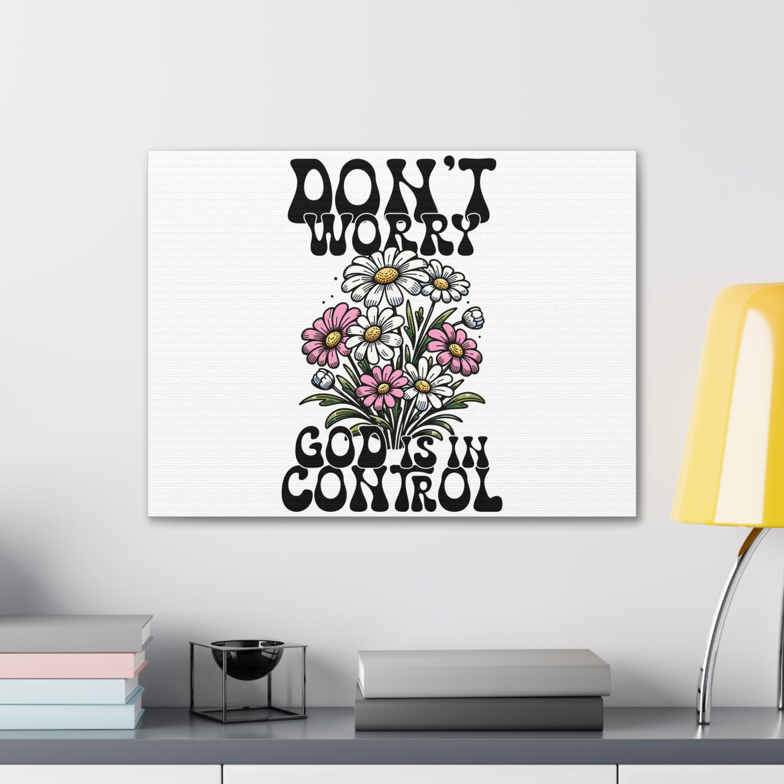 Scripture Walls God is in Control Retro Bible Verse Canvas Christian Wall Art Ready to Hang Unframed-Express Your Love Gifts