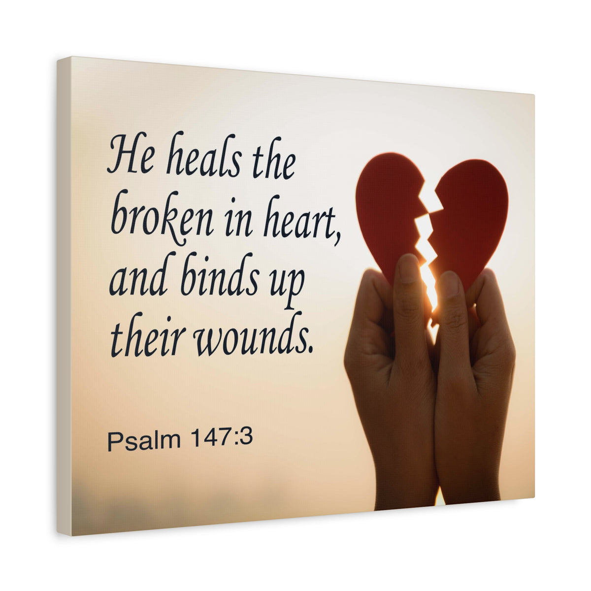 Scripture Canvas Heals the Broken Psalm 147:3 Christian Wall Art Bible Verse Print Ready to Hang-Express Your Love Gifts