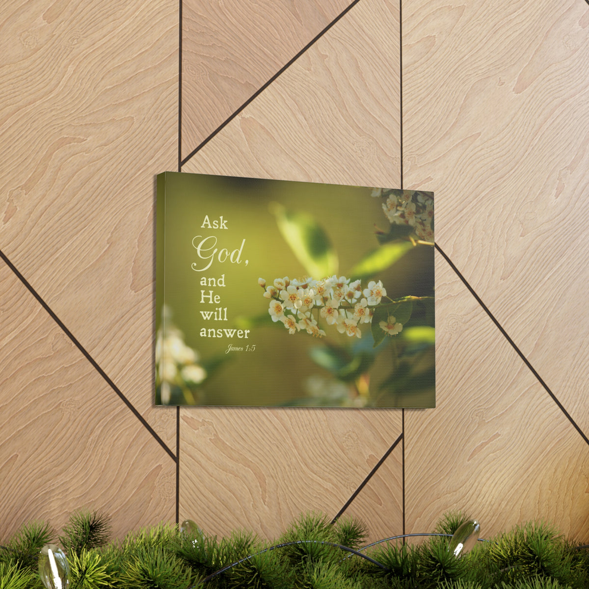 Scripture Canvas He Will Answer James 1:5 Christian Wall Art Bible Verse Print Ready to Hang-Express Your Love Gifts