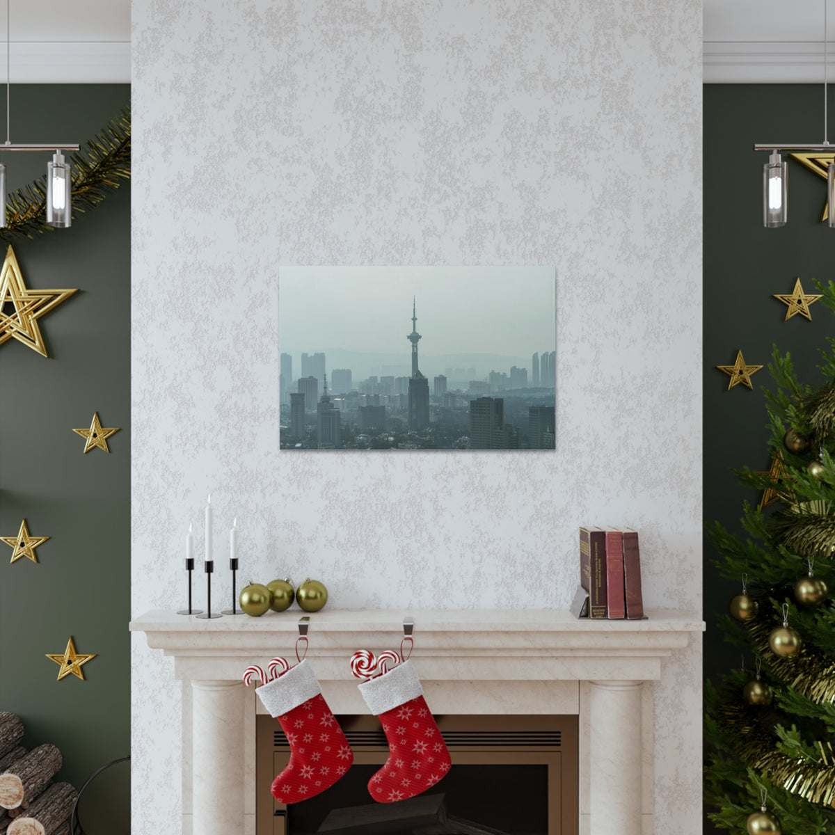 Shanghai Black And White Skyline Canvas Artwork High-Quality Breathtaking Stunning Cityscape for Home Decor Ready to Hang-Express Your Love Gifts