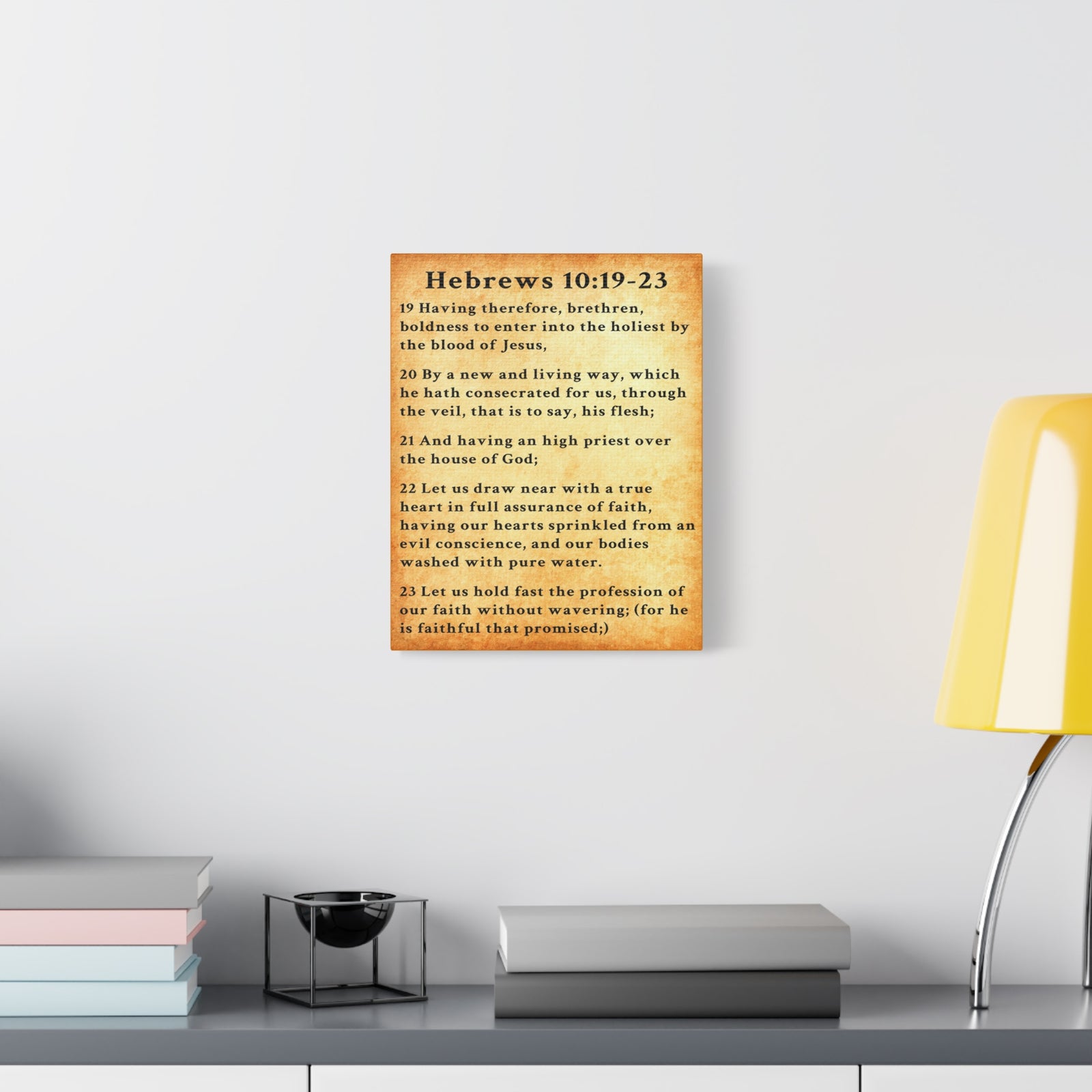 Scripture Walls Hebrews 10:19-23 KJV Bible Verse Canvas Christian Wall Art Ready to Hang Unframed-Express Your Love Gifts