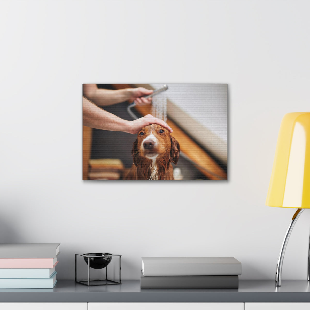 Cute Tolling Retriever Bath Canvas Wall Art for Home Decor Ready-to-Hang-Express Your Love Gifts