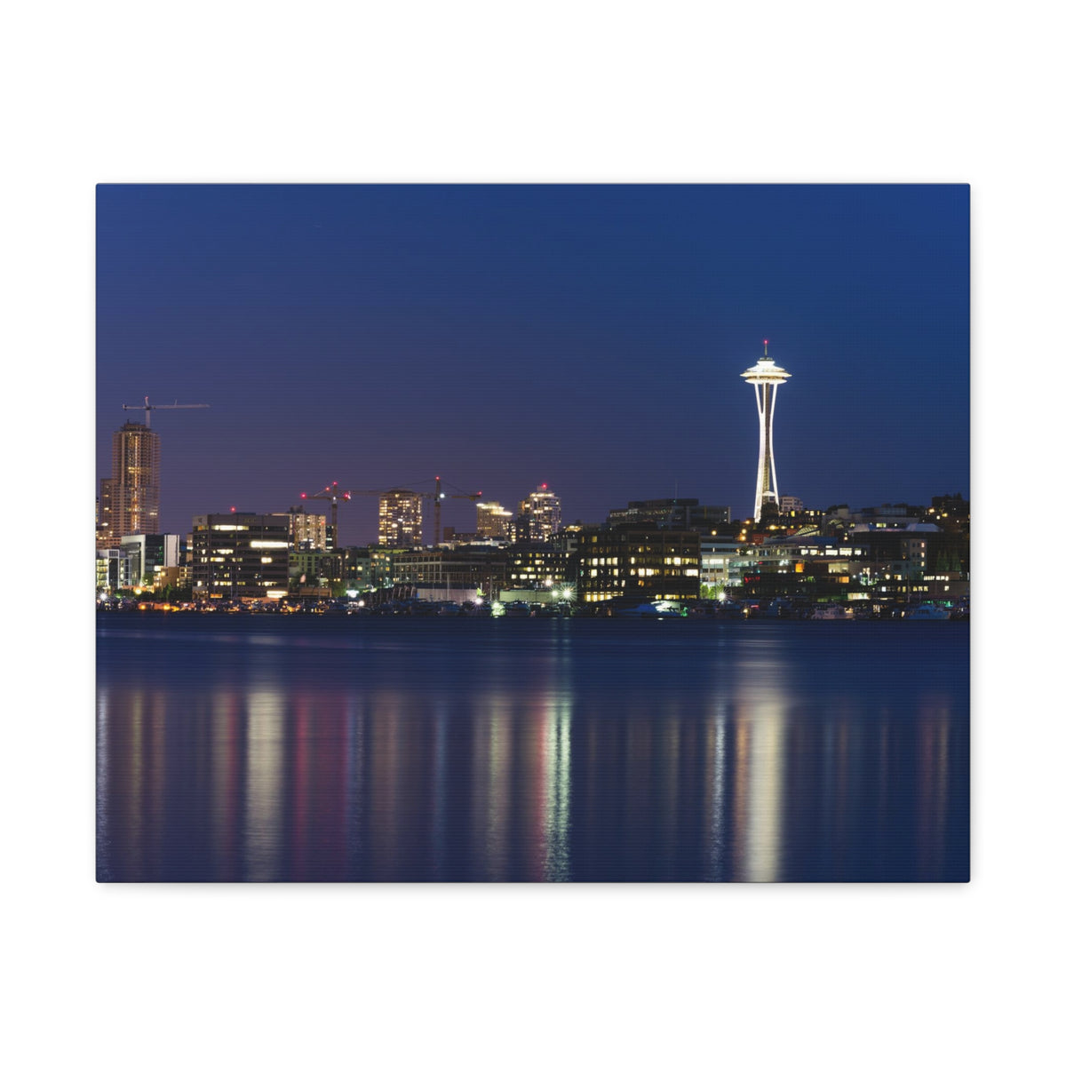 Seattle Night Skyline Canvas Artwork High-Quality Breathtaking Stunning Cityscape for Home Decor Ready to Hang-Express Your Love Gifts