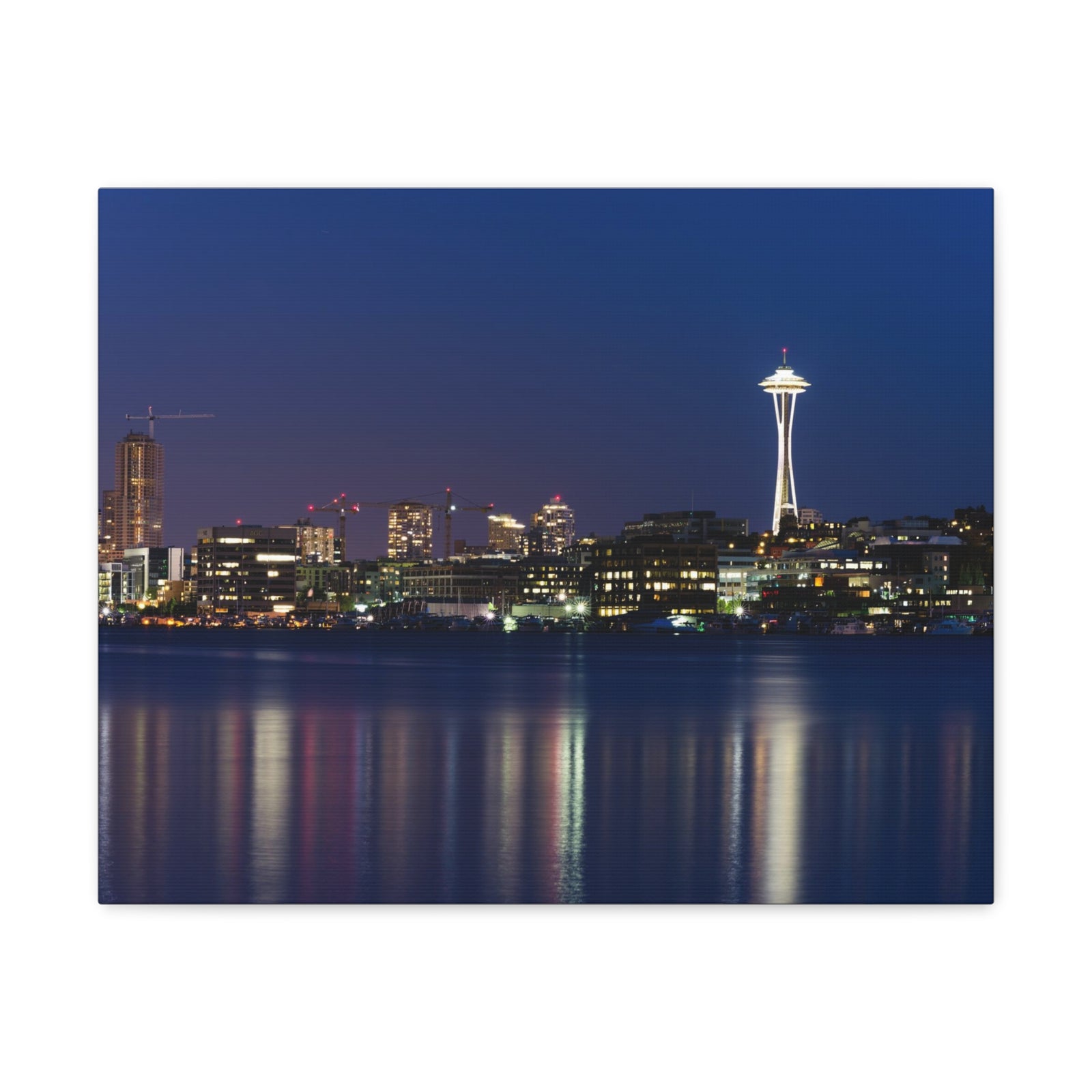 Seattle Night Skyline Canvas Artwork High-Quality Breathtaking Stunning Cityscape for Home Decor Ready to Hang-Express Your Love Gifts