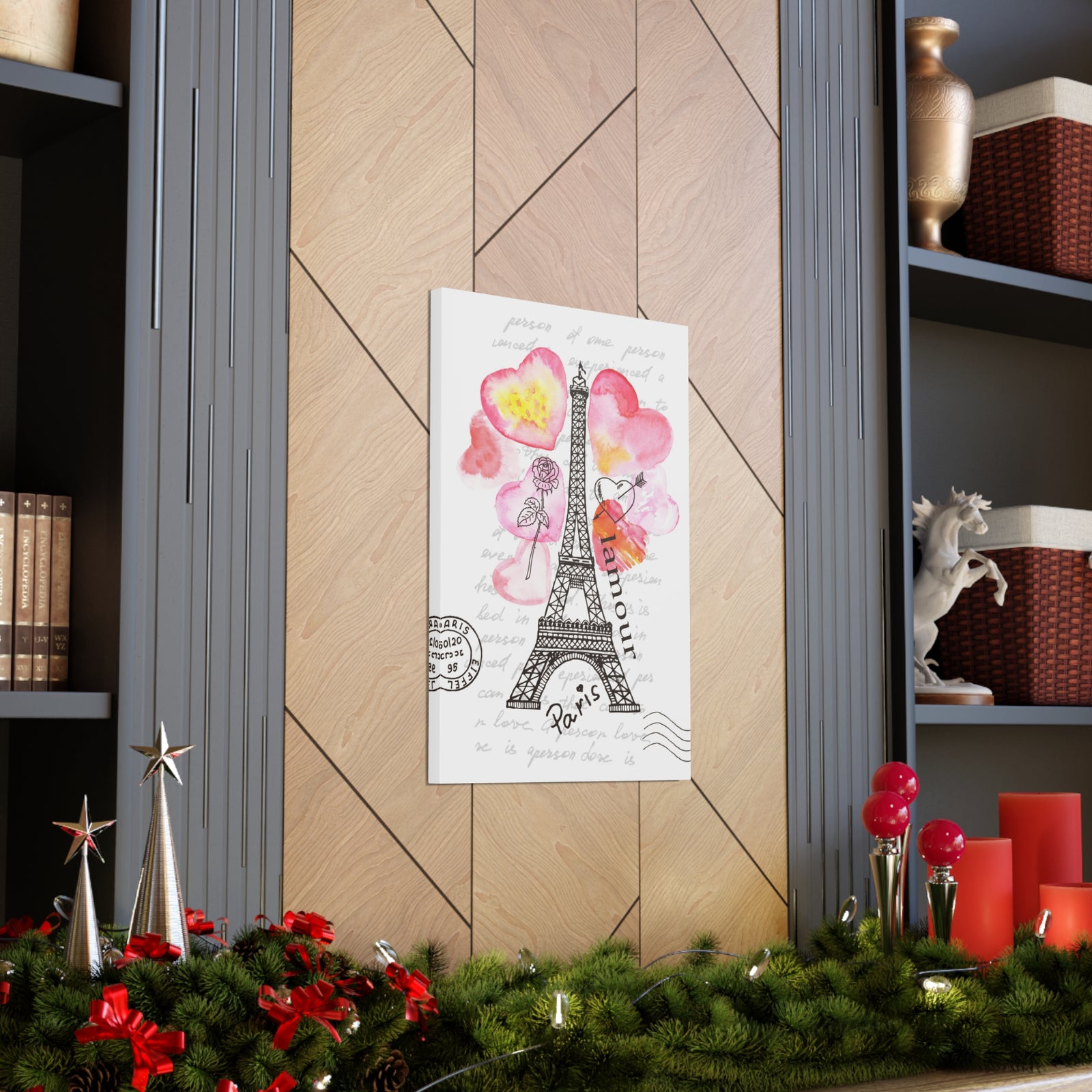 Pink Heart Eiffel Tower Paris France Canvas Artwork High-Quality Breathtaking French City for Home Decor Ready to Hang-Express Your Love Gifts