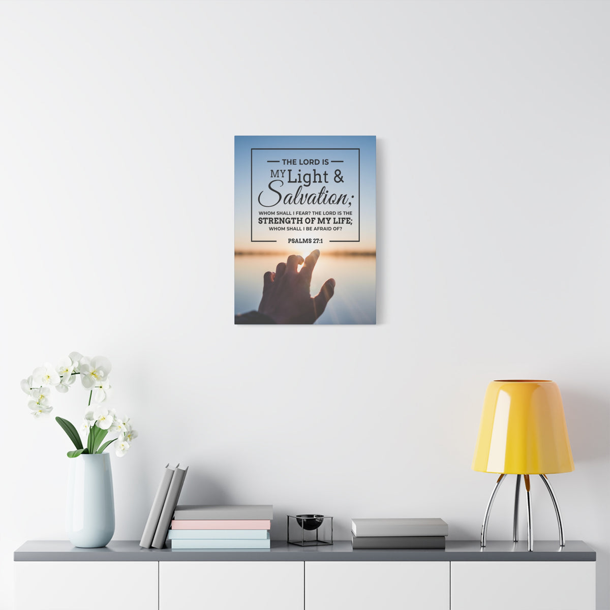 Bible Verse Canvas Light and Salvation Psalms 27:1 Christian Home Decor Scripture Art-Express Your Love Gifts