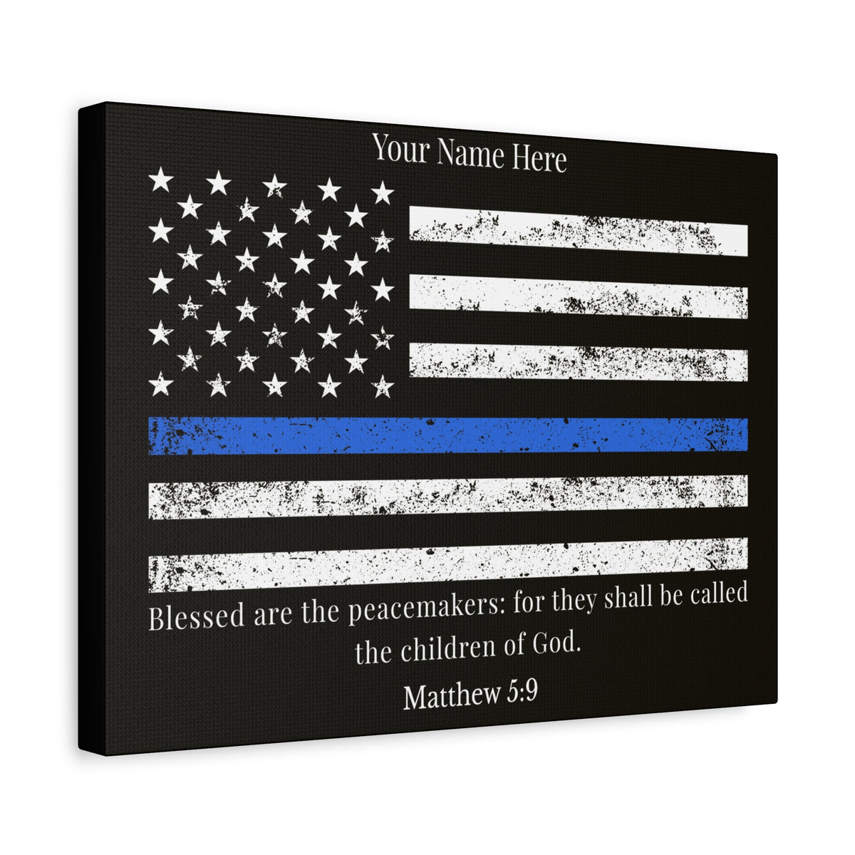 Scripture Walls Personalized Matthew 5:9 Police Officer Badge Bible Canvas Christian Wall Art Ready to Hang Unframed-Express Your Love Gifts