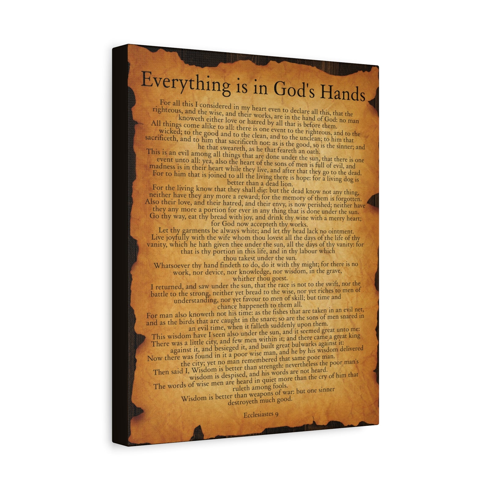 Scripture Walls Everything is in God's Hands Ecclesiastes 9 Gold Brown Bible Verse Canvas Christian Wall Art Ready to Hang-Express Your Love Gifts