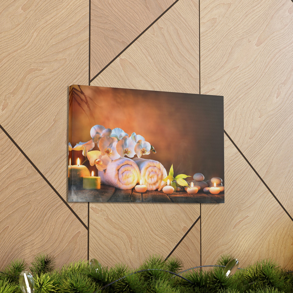 Candles and Orchid Forest Floral Nature Photography Canvas Wall Art for Home Decor Ready-to-Hang-Express Your Love Gifts