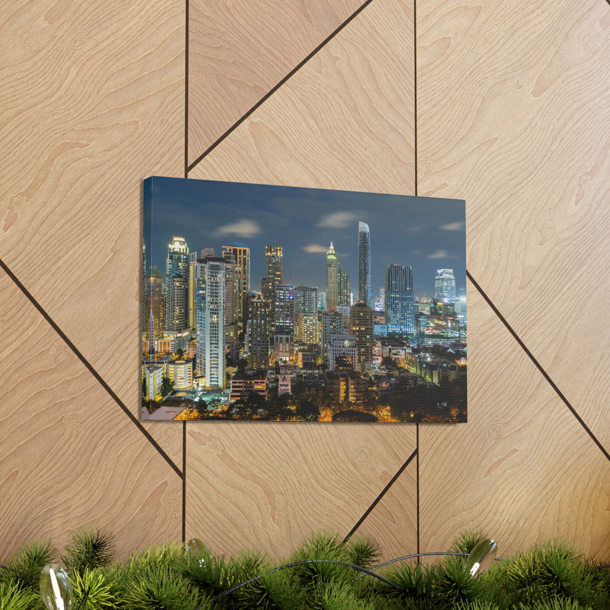 Bangkok Night Skyline Canvas Artwork High-Quality Breathtaking Stunning Cityscape for Home Decor Ready to Hang-Express Your Love Gifts