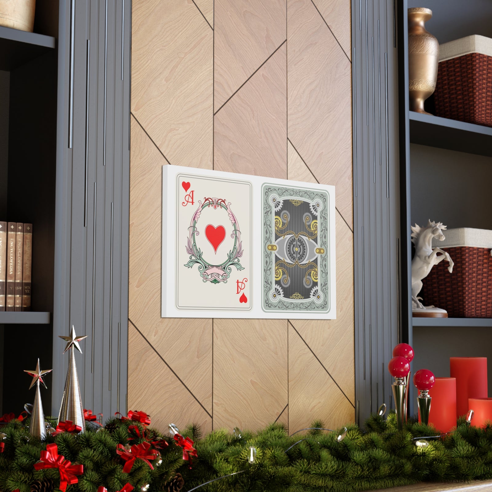 Steampunk Style Ace Of Hearts Playing Card Canvas Wall Art for Home Decor Ready-to-Hang-Express Your Love Gifts