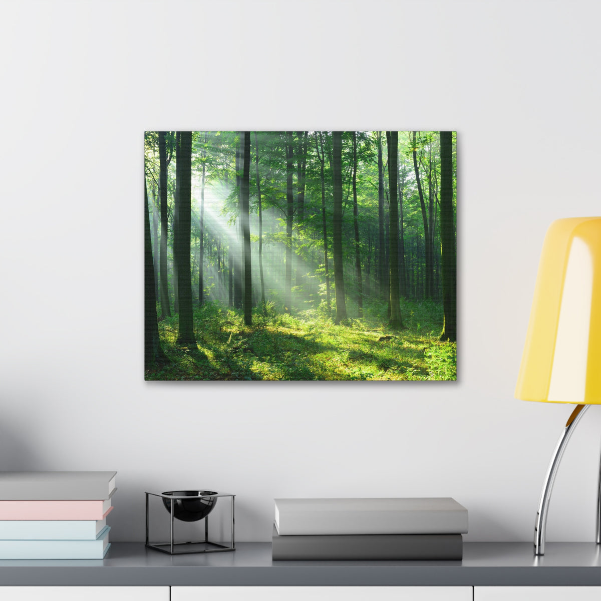 Green Forest Sunlight Nature Wilderness Photography Canvas Wall Art for Home Decor Ready-to-Hang-Express Your Love Gifts