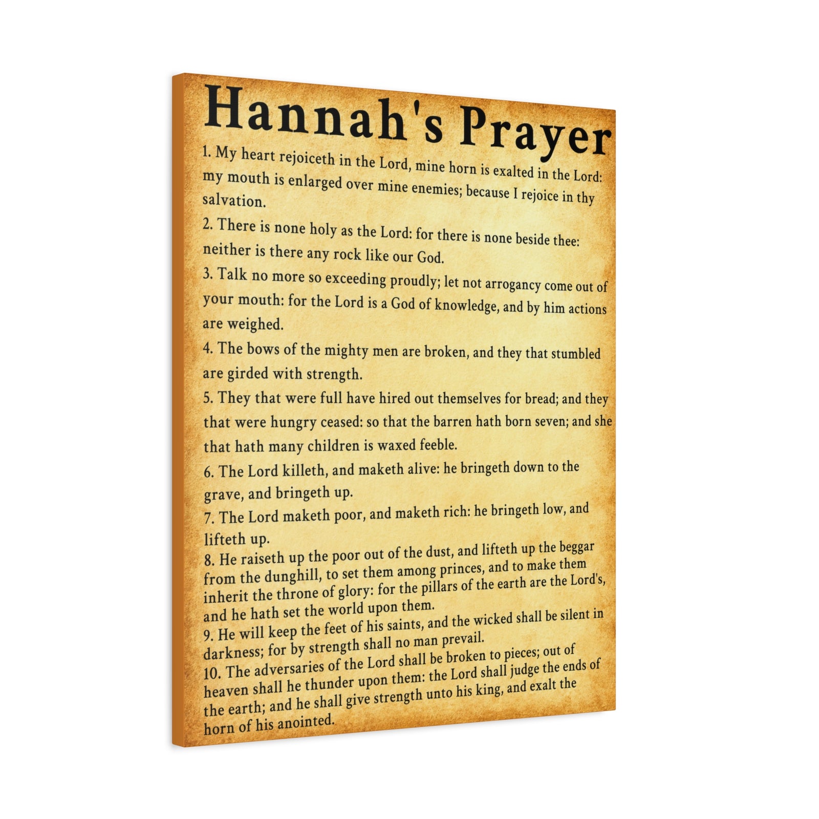 Scripture Walls Hannah's Prayer 1 Samuel 2:1–10 Gold Bible Verse Canvas Christian Wall Art Ready to Hang Unframed-Express Your Love Gifts