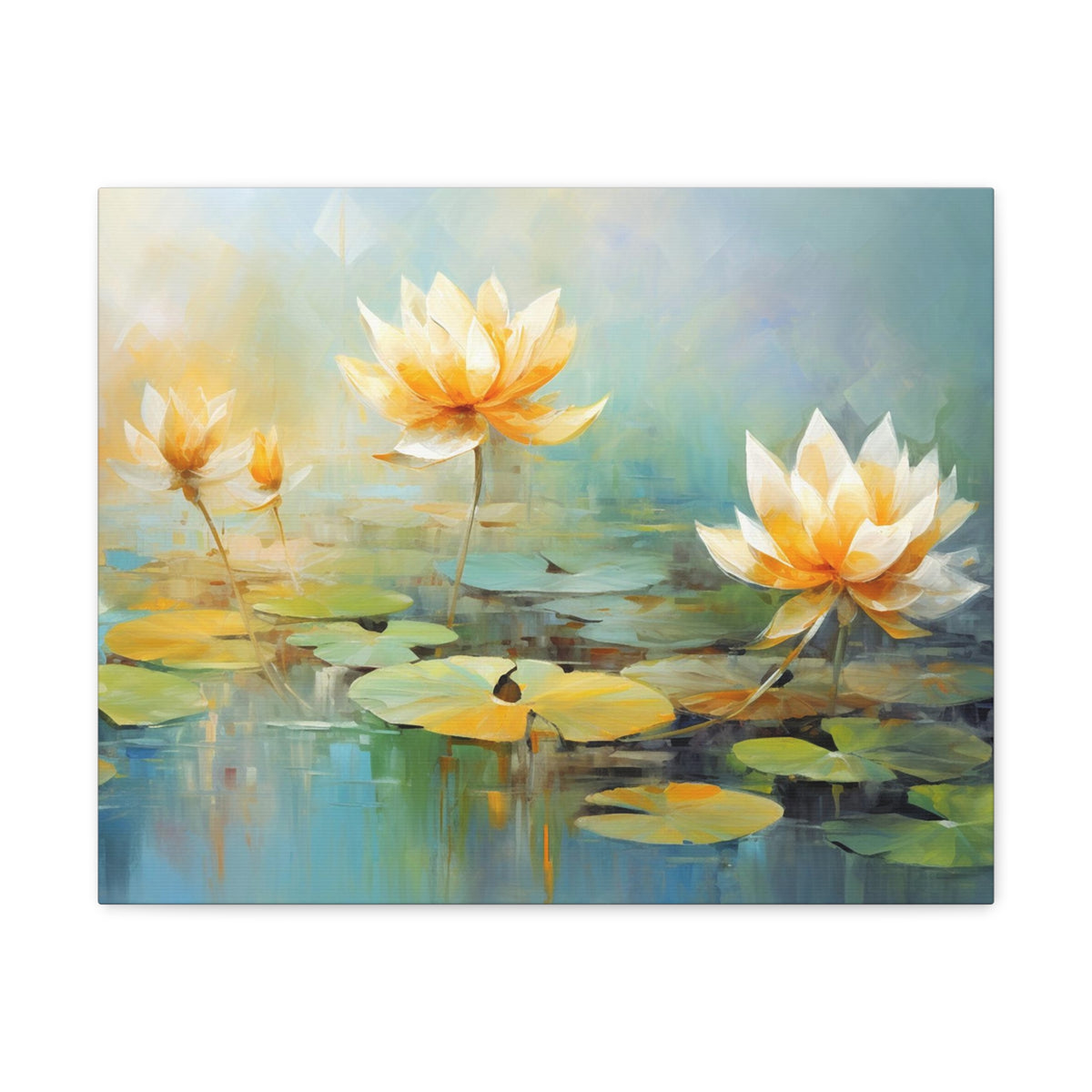 Hand-painted Lotus Flower Canvas Wall Art for Home Decor Ready-to-Hang-Express Your Love Gifts