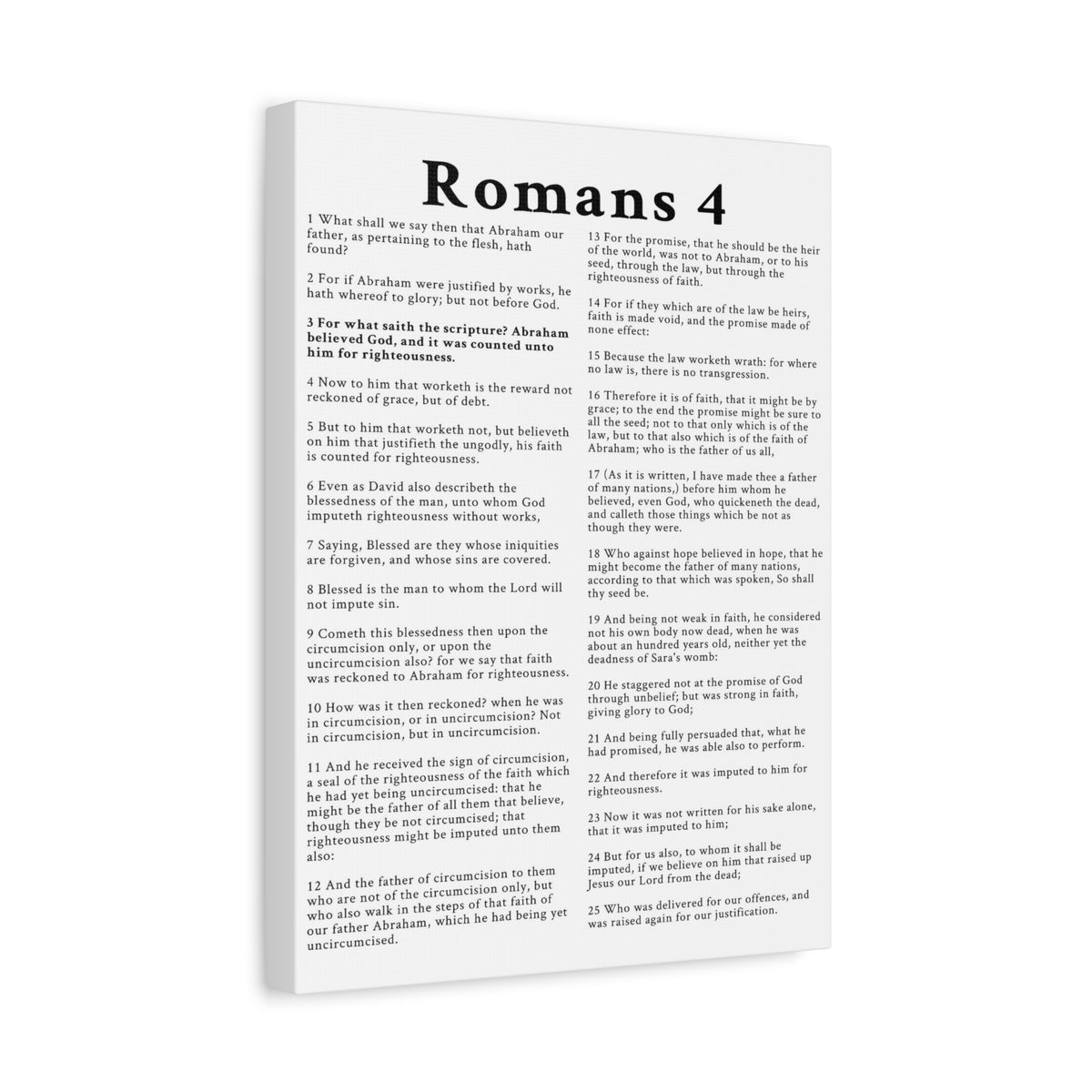 Scripture Walls Romans 4 Chapter White Bible Canvas Christian Wall Art Ready to Hang Unframed-Express Your Love Gifts