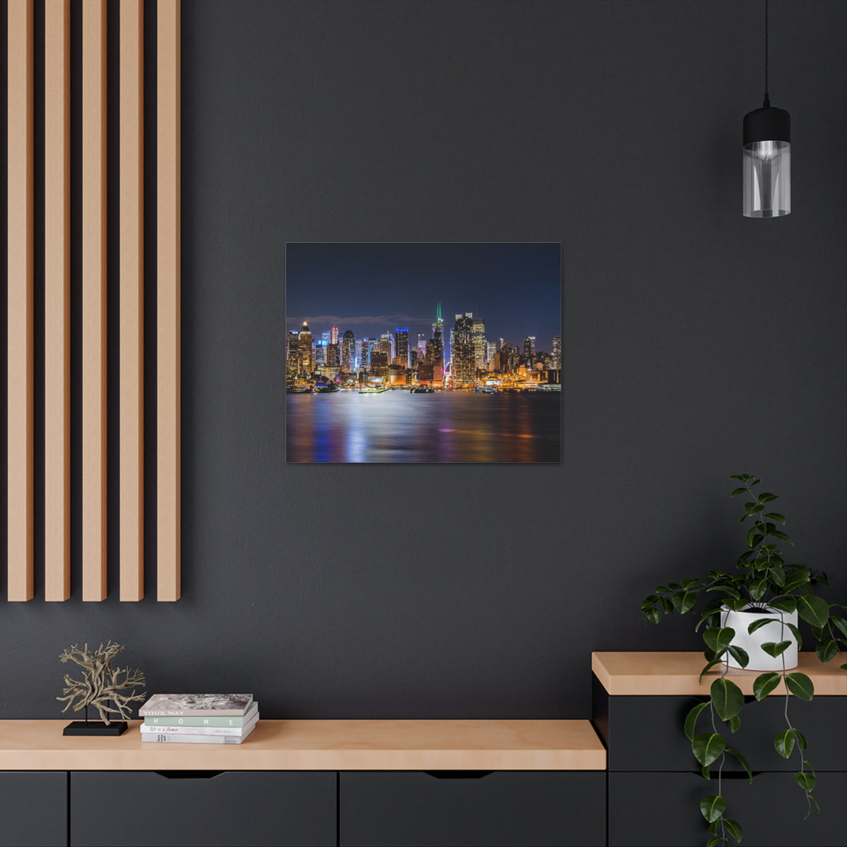 New York Night Skyline Canvas Artwork High-Quality Breathtaking Stunning Cityscape for Home Decor Ready to Hang-Express Your Love Gifts