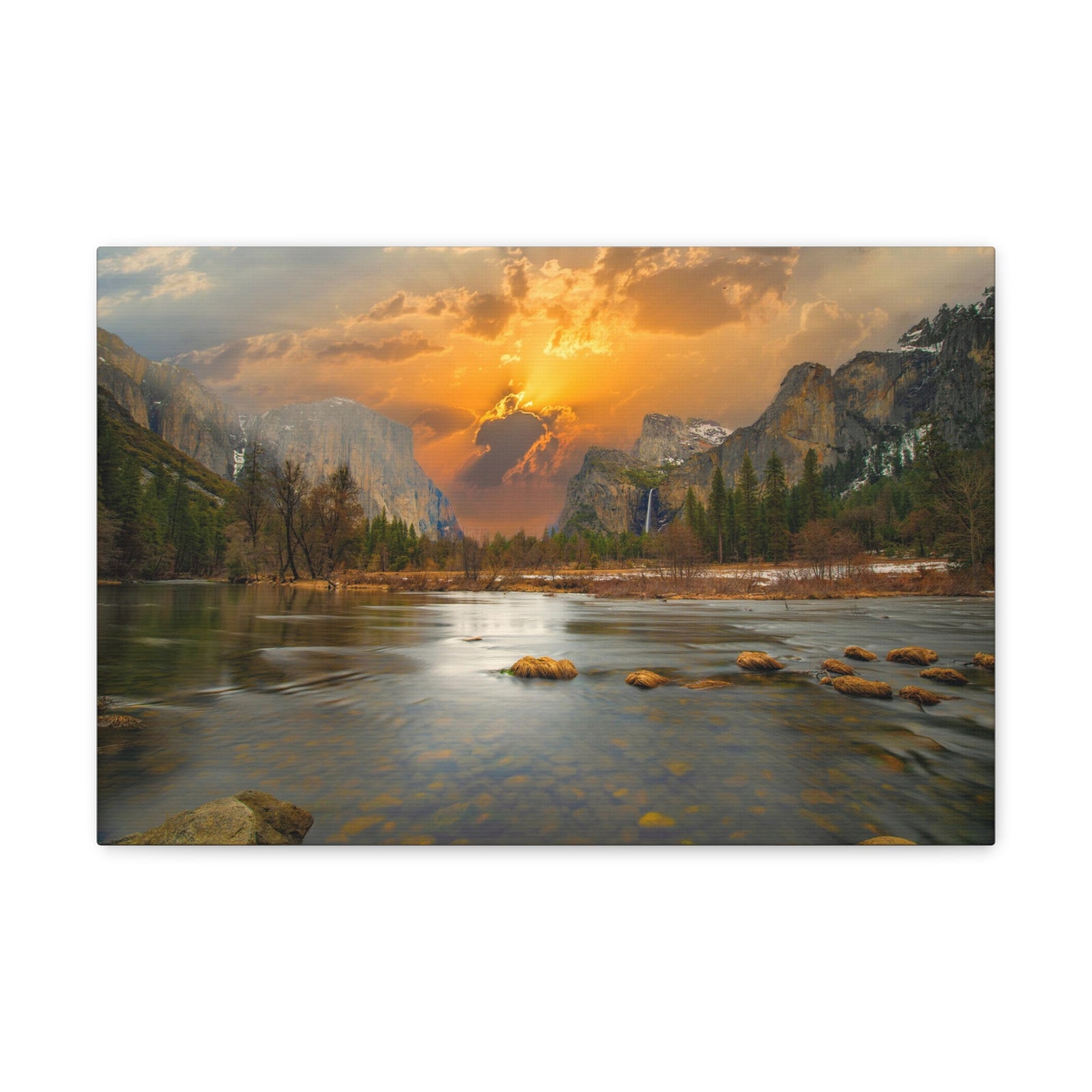 Golden Hour Over Mountain Nature Wilderness Photography Canvas Wall Art for Home Decor Ready-to-Hang-Express Your Love Gifts