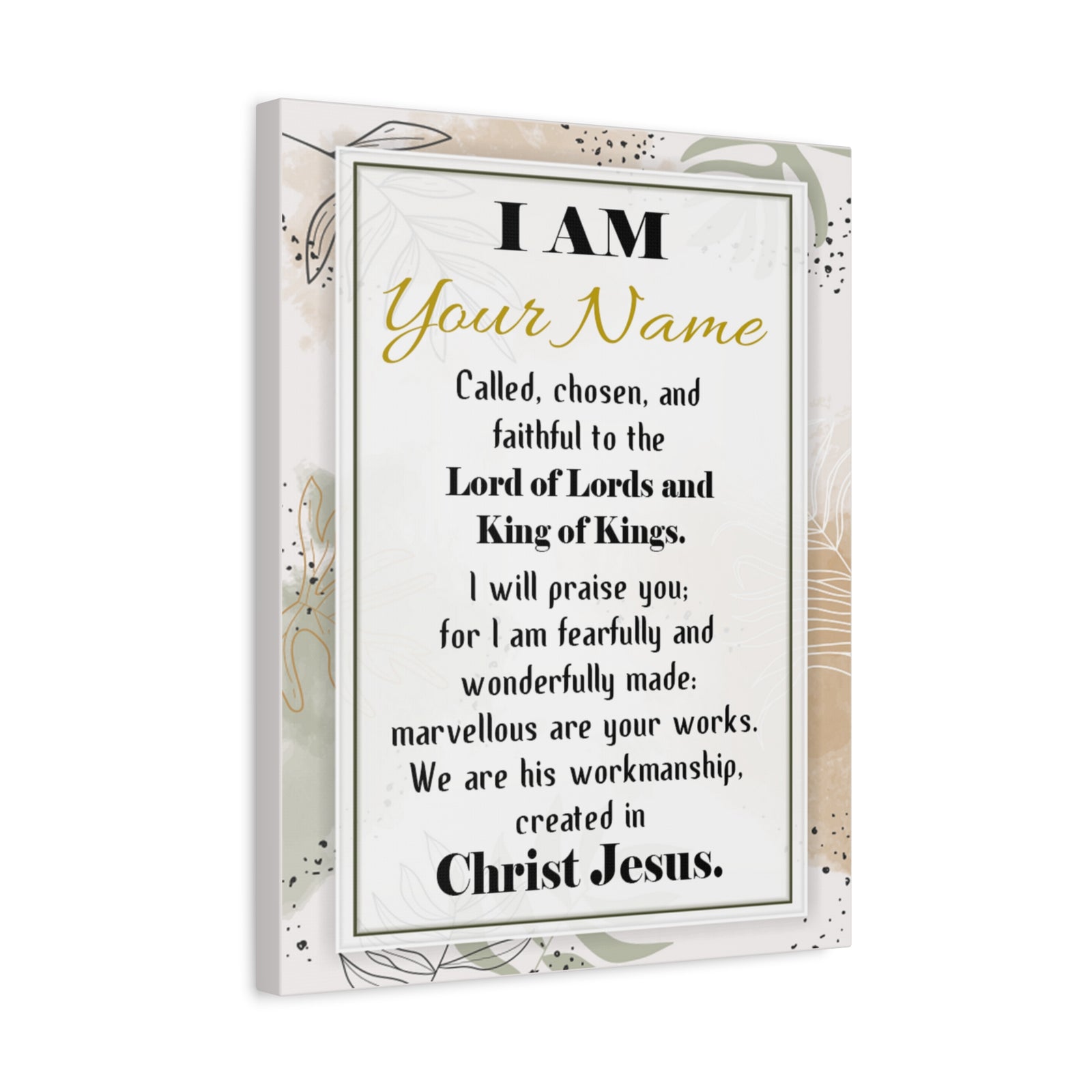 Personalized Called Chosen in Christ's Workmanship Bible Chapter Canvas Christian Wall Art Ready to Hang-Express Your Love Gifts