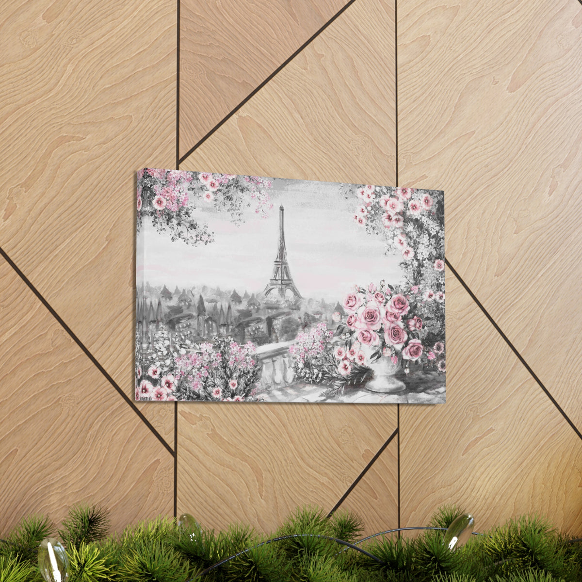 Paris Pink Rose France Canvas Artwork High-Quality Breathtaking French City for Home Decor Ready to Hang-Express Your Love Gifts
