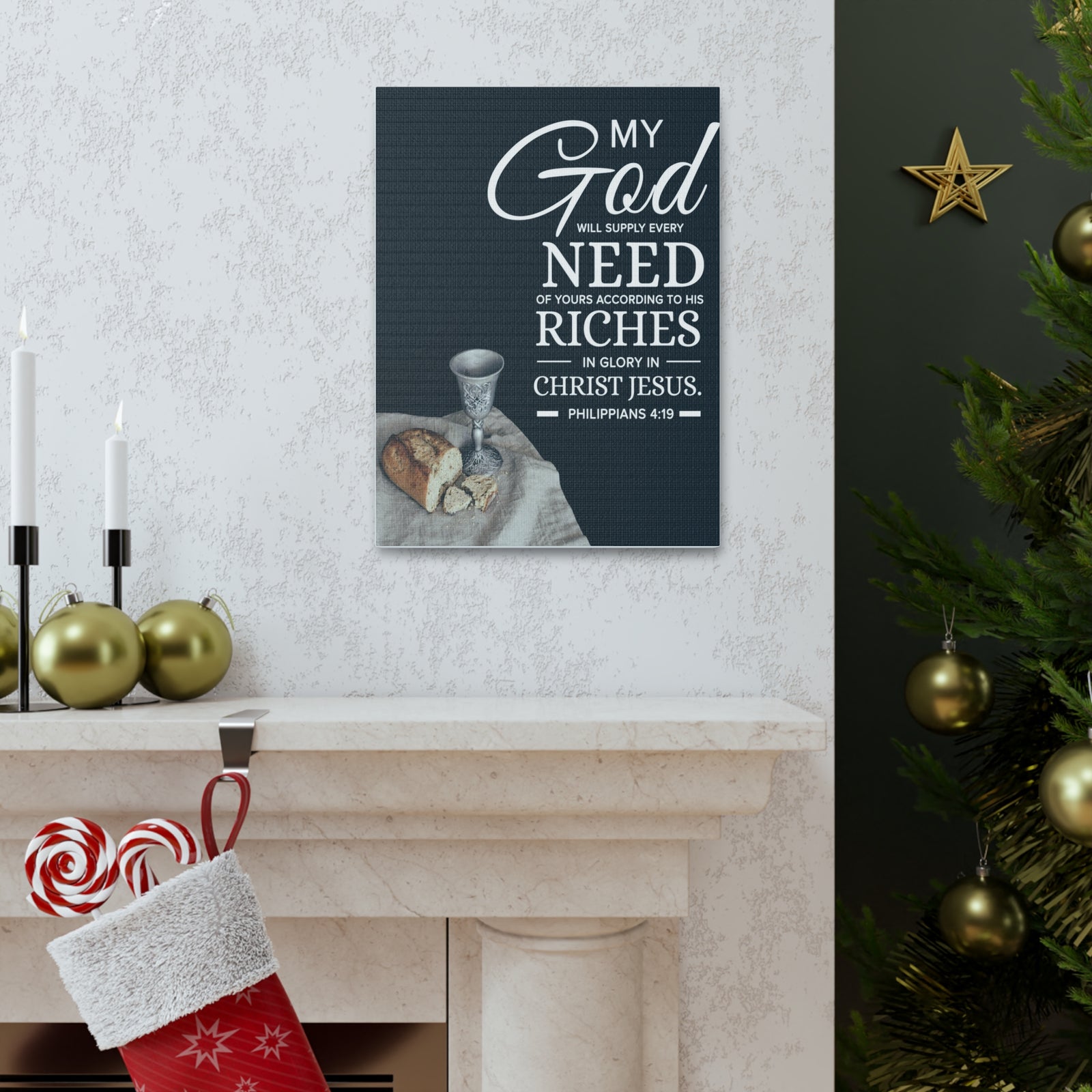 Bible Verse Canvas My God Need Riches Philippians 4:19 Wall Art Christian Home Decor-Express Your Love Gifts