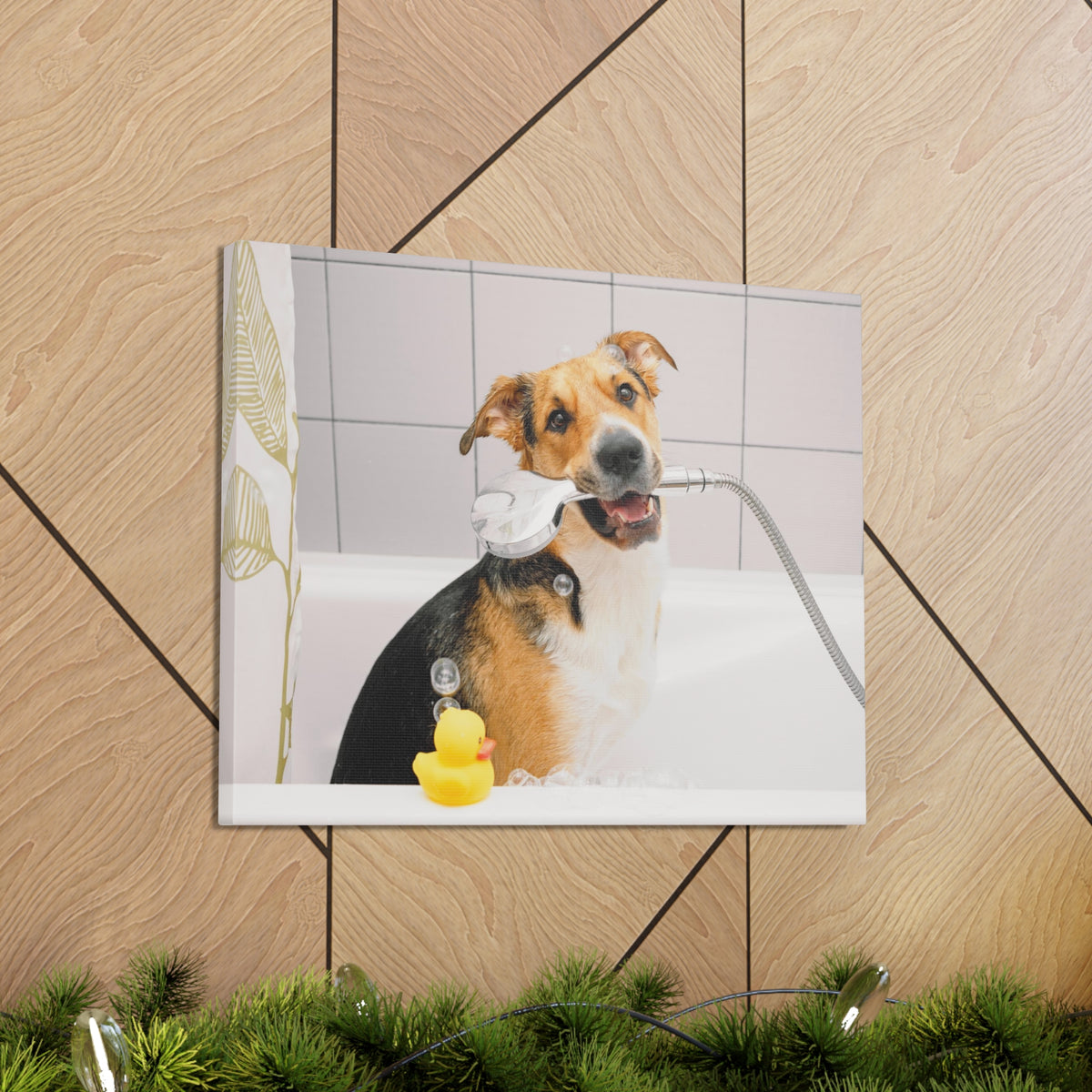 Cute Mongrel Bath Canvas Wall Art for Home Decor Ready-to-Hang-Express Your Love Gifts