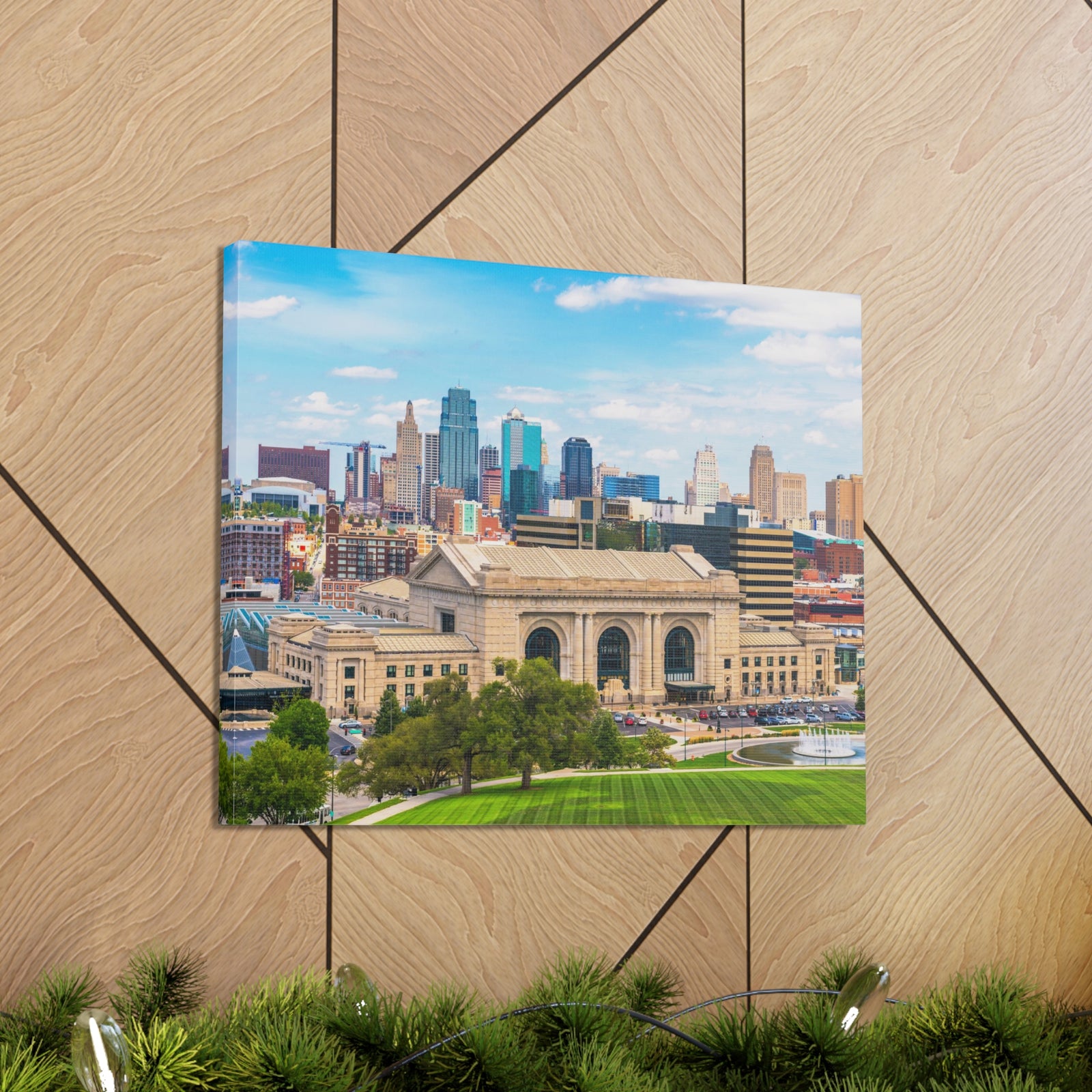 Kansas City Daytime Skyline Canvas Artwork High-Quality Breathtaking Stunning Cityscape for Home Decor Ready to Hang-Express Your Love Gifts