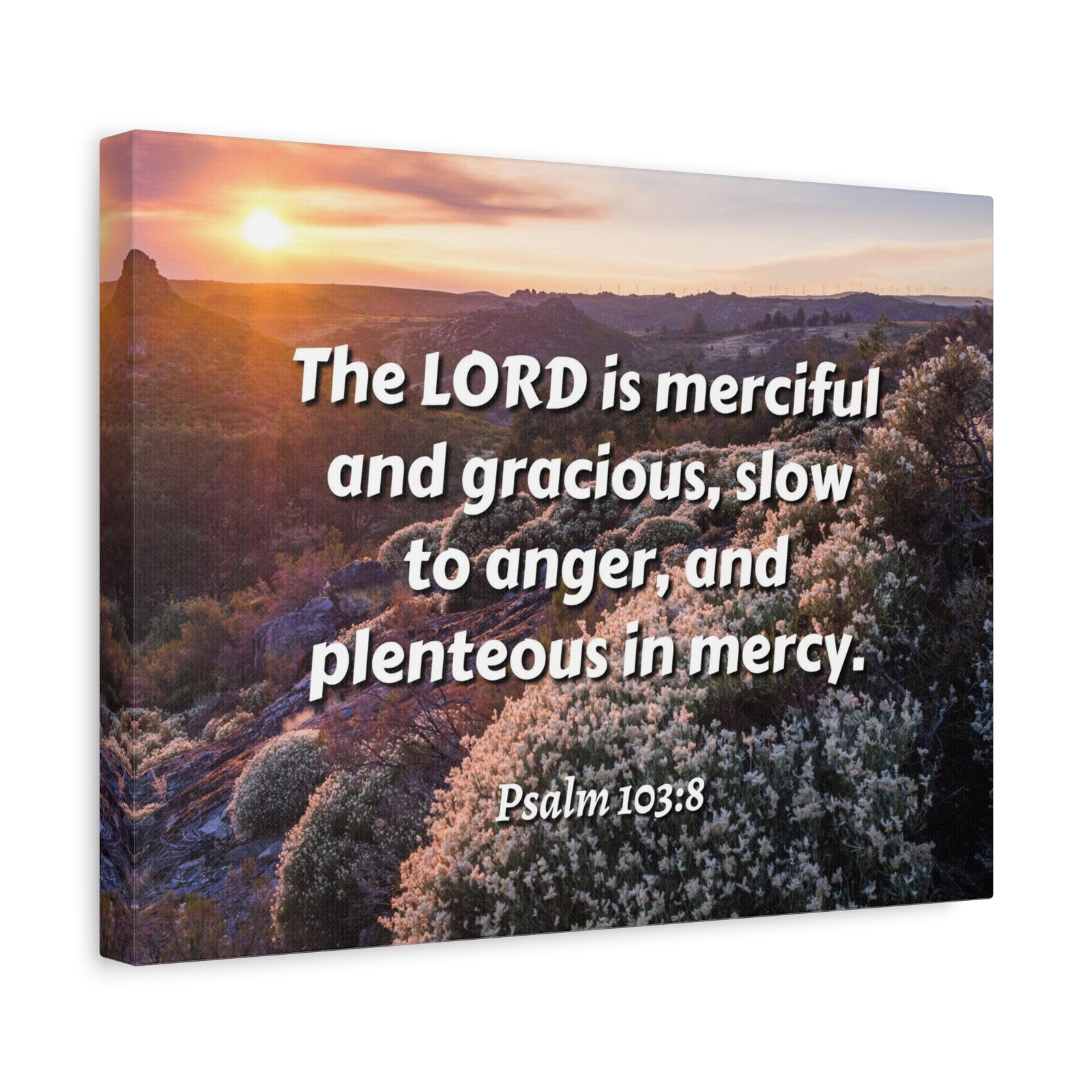 Scripture Canvas Merciful And Gracious Psalm 103:8 Christian Wall Art Bible Verse Print Ready to Hang-Express Your Love Gifts