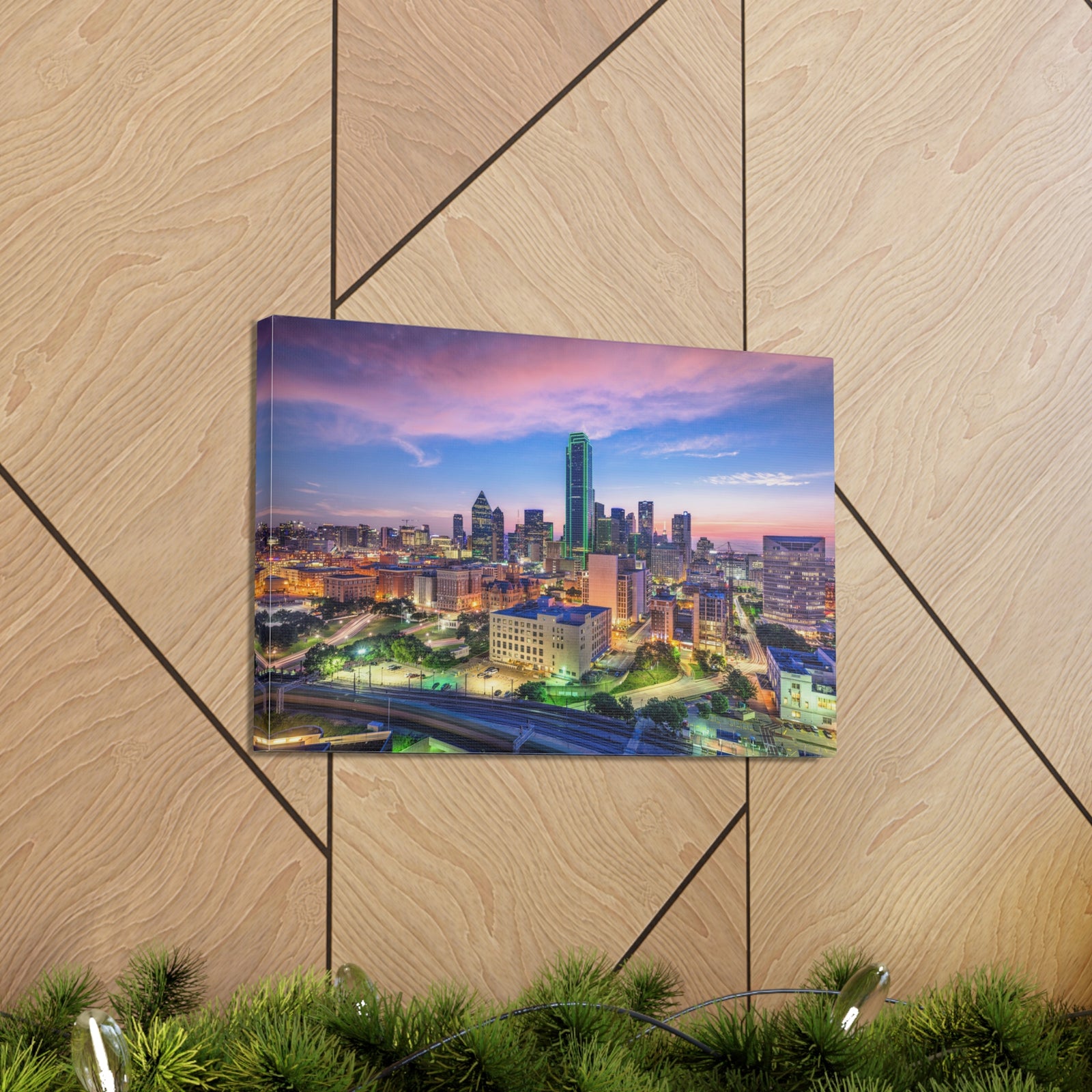 Dallas Night Skyline Canvas Artwork High-Quality Breathtaking Stunning Cityscape for Home Decor Ready to Hang-Express Your Love Gifts
