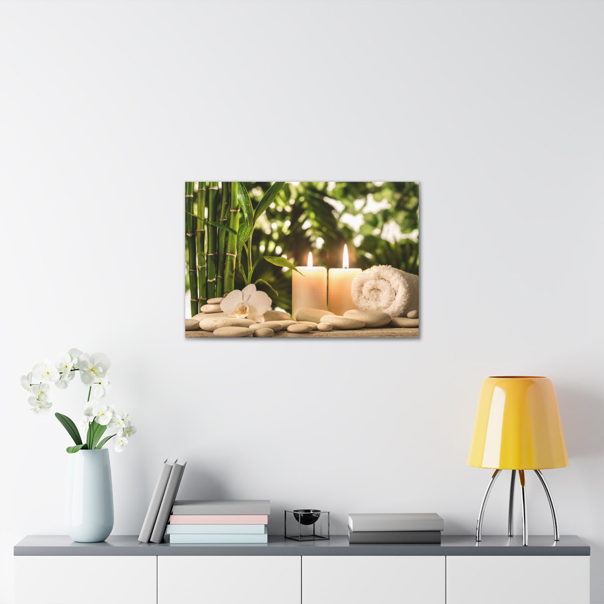 Green Bamboo Leaves Forest Floral Nature Photography Canvas Wall Art for Home Decor Ready-to-Hang-Express Your Love Gifts
