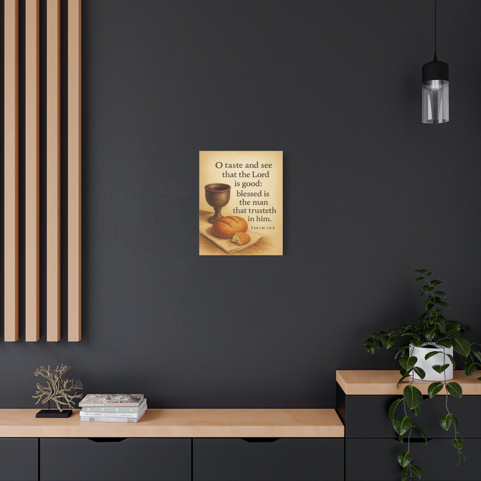 Bible Verse Canvas Psalm 34:8 Christian Home Décor Wall Art Scripture Ready to Hang Faith Print-Express Your Love Gifts