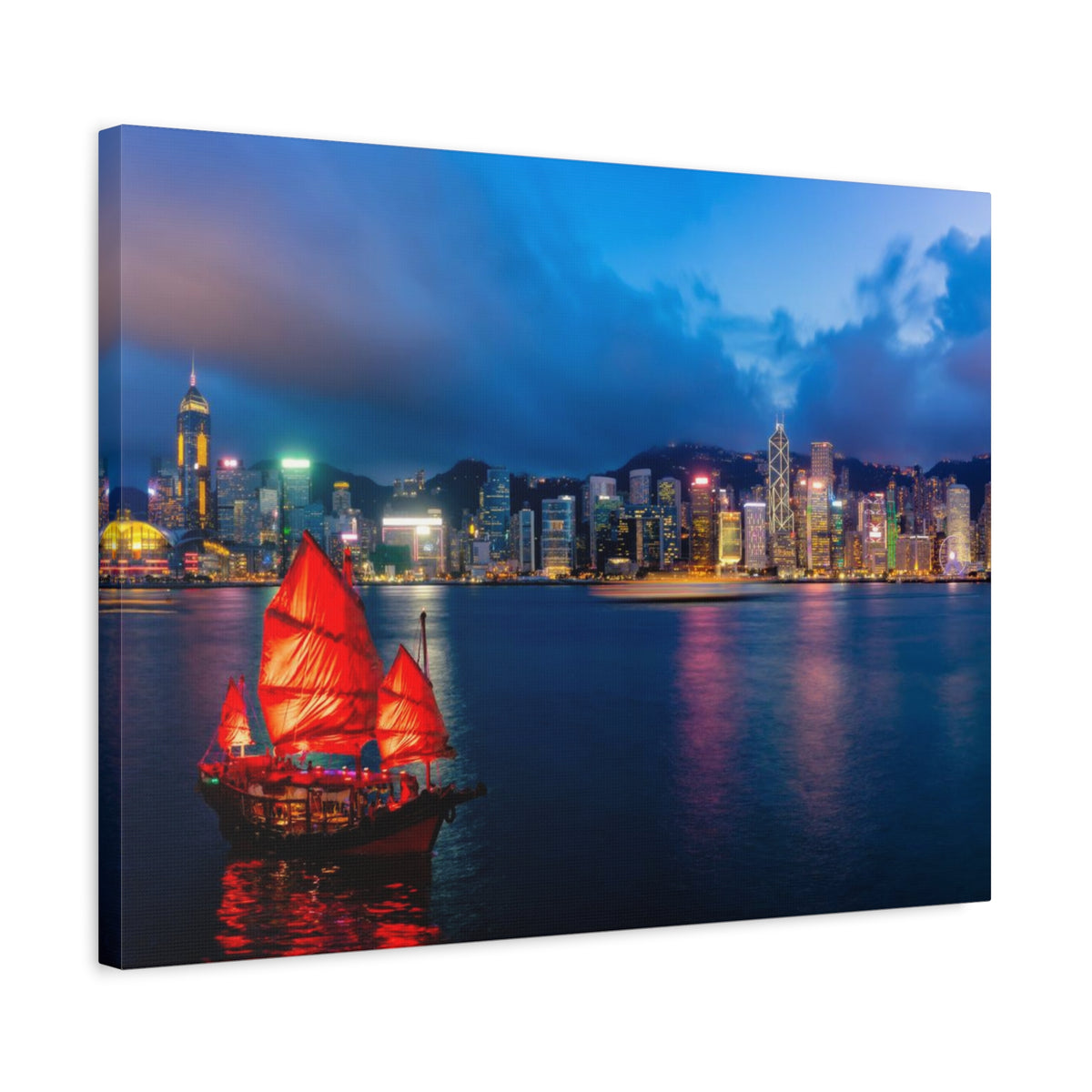 Hong Kong Night Skyline Canvas Artwork High-Quality Breathtaking Stunning Cityscape for Home Decor Ready to Hang-Express Your Love Gifts