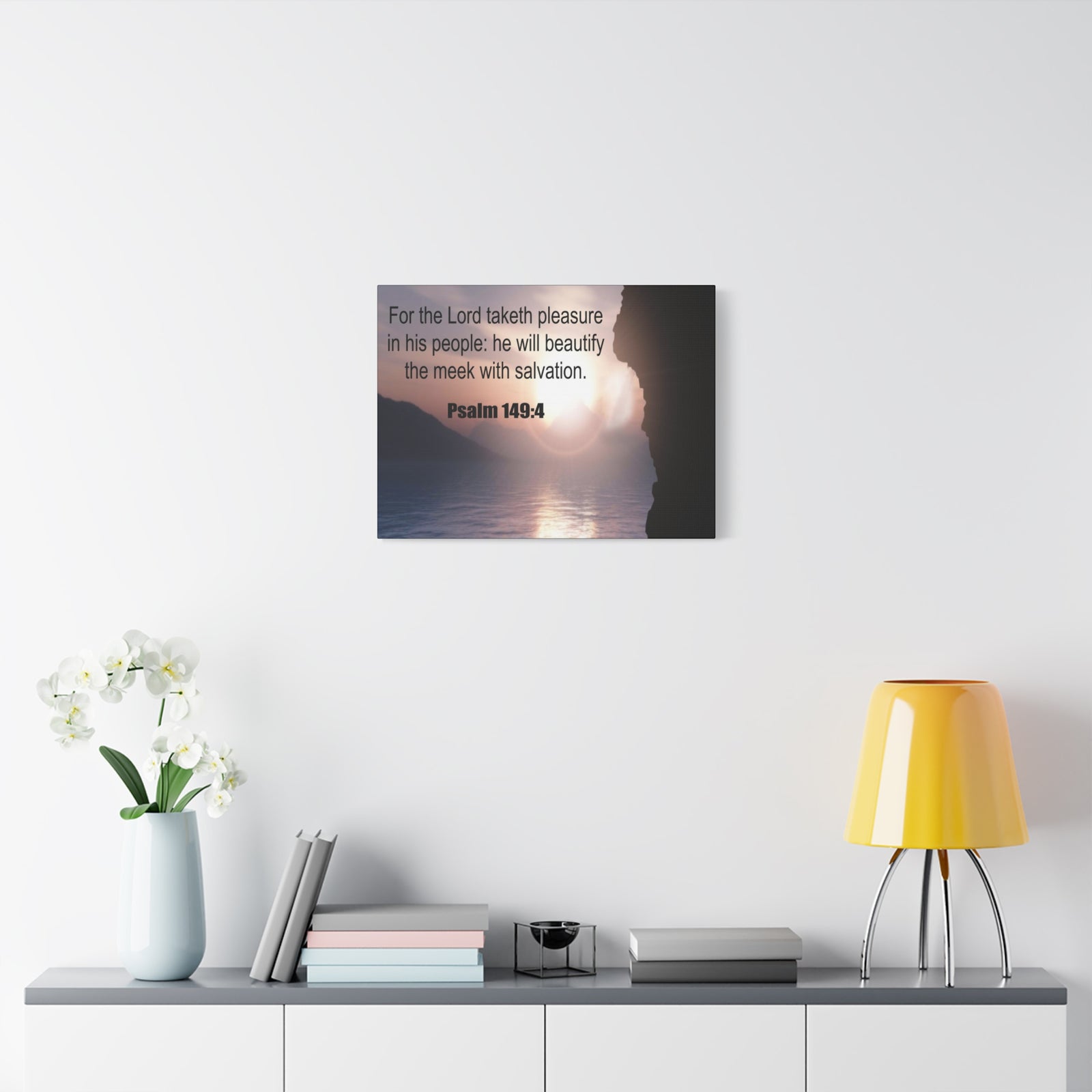 Scripture Canvas Beutify the Meek Psalm 149:4 Christian Wall Art Bible Verse Print Ready to Hang-Express Your Love Gifts
