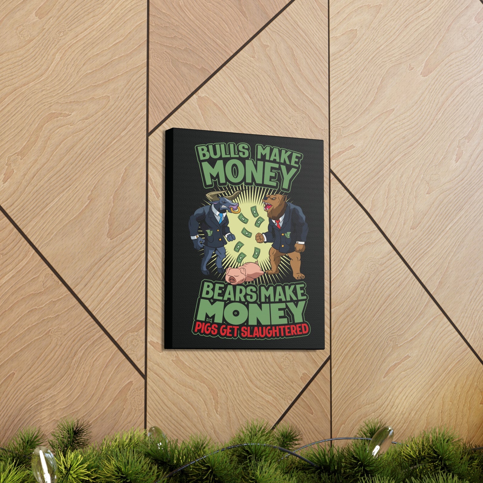 Stock Market Wall Art Gifts for Trader Bulls Bears Pigs Canvas Wall Street Quote Wall Art-Express Your Love Gifts