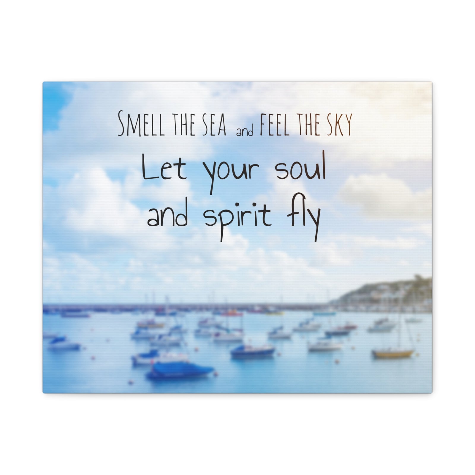 Inspirational Quote Canvas Smell The Sea And Feel The Sky Motivational Print Ready to Hang Artwork-Express Your Love Gifts