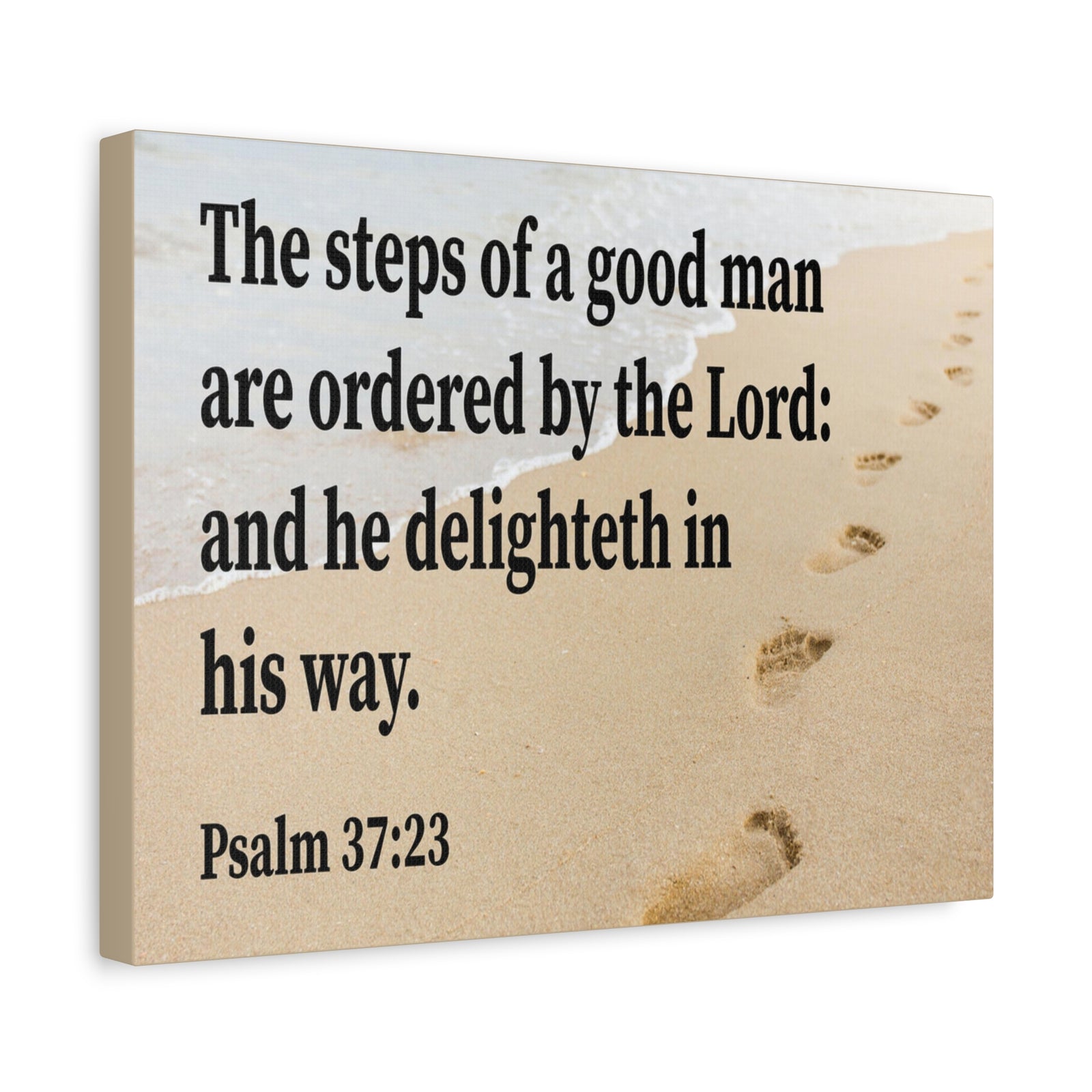 Scripture Walls Psalm 37:23 Steps of a Good Man Scripture Bible Verse Canvas Christian Wall Art Ready to Hang Unframed-Express Your Love Gifts