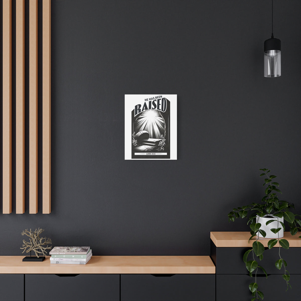 Scripture Walls Luke 24:6 He Has Been Raised Bible Verse Canvas Christian Wall Art Ready to Hang Unframed-Express Your Love Gifts