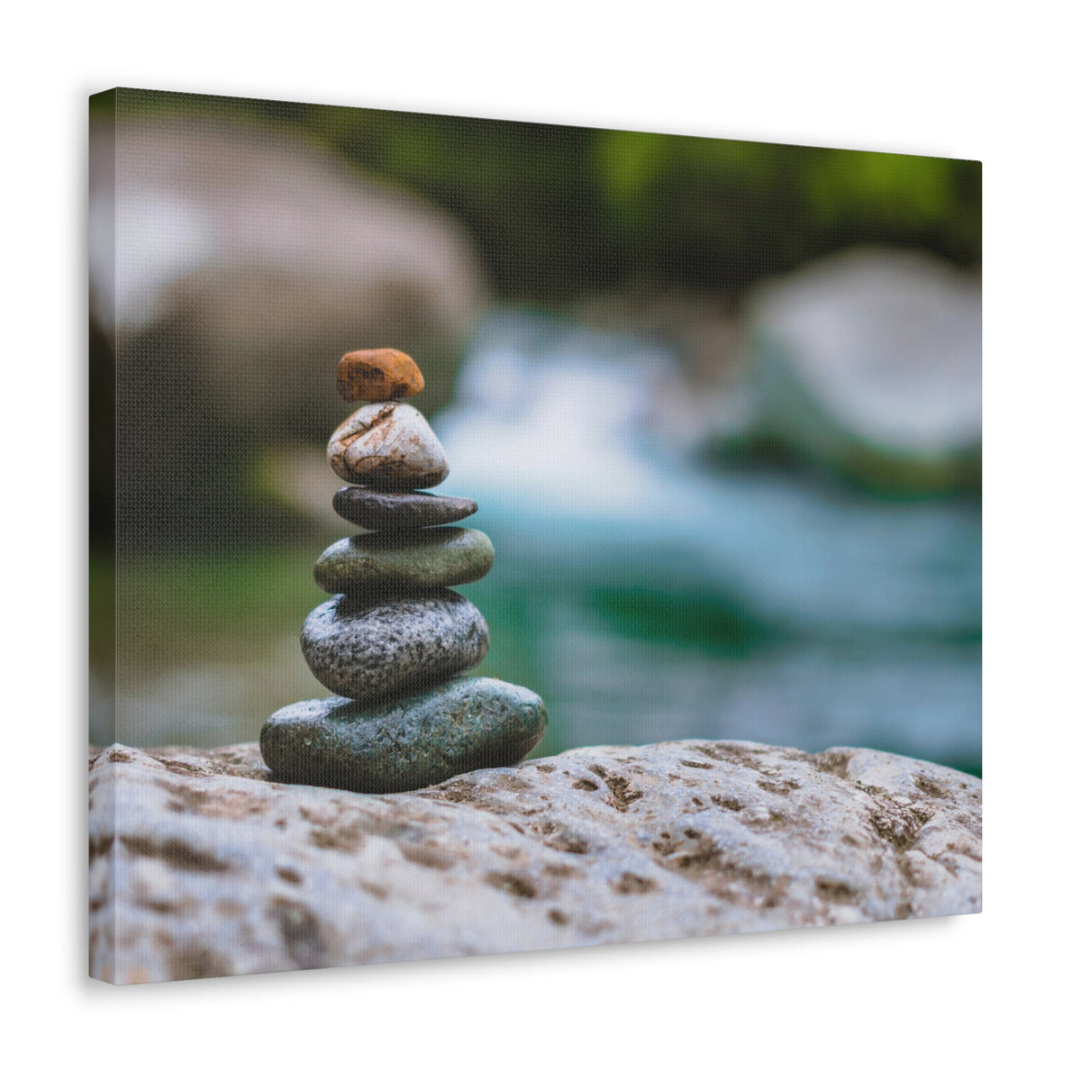 Rocks Stacked in Balance Forest Floral Nature Photography Canvas Wall Art for Home Decor Ready-to-Hang-Express Your Love Gifts
