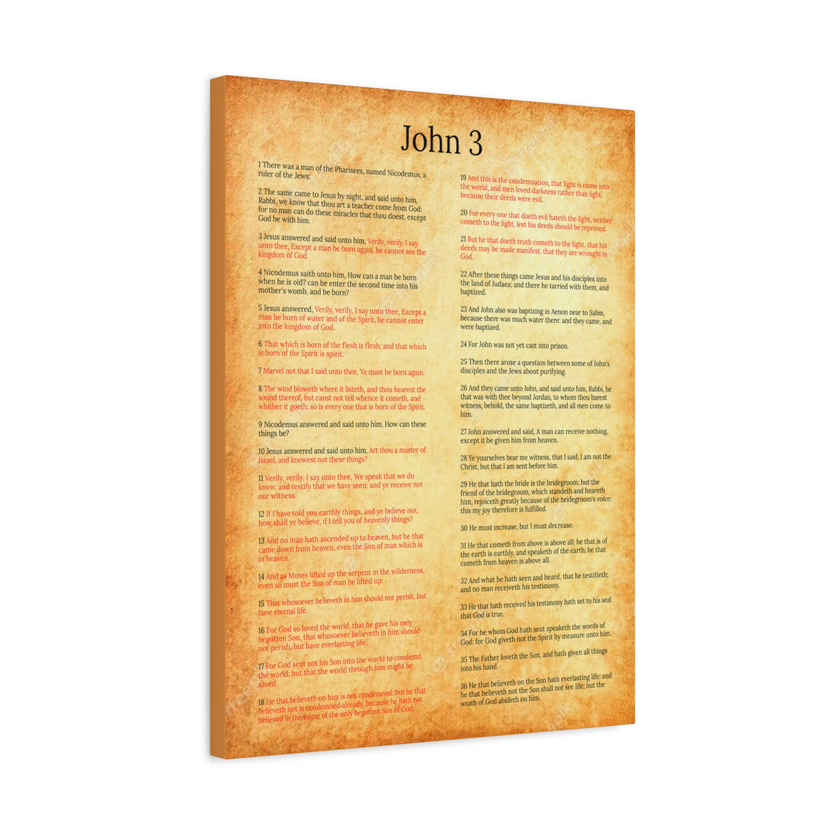 Scripture Walls John 3 Jesus and Nicodemus Gold Christian Wall Art Print Ready to Hang Unframed-Express Your Love Gifts