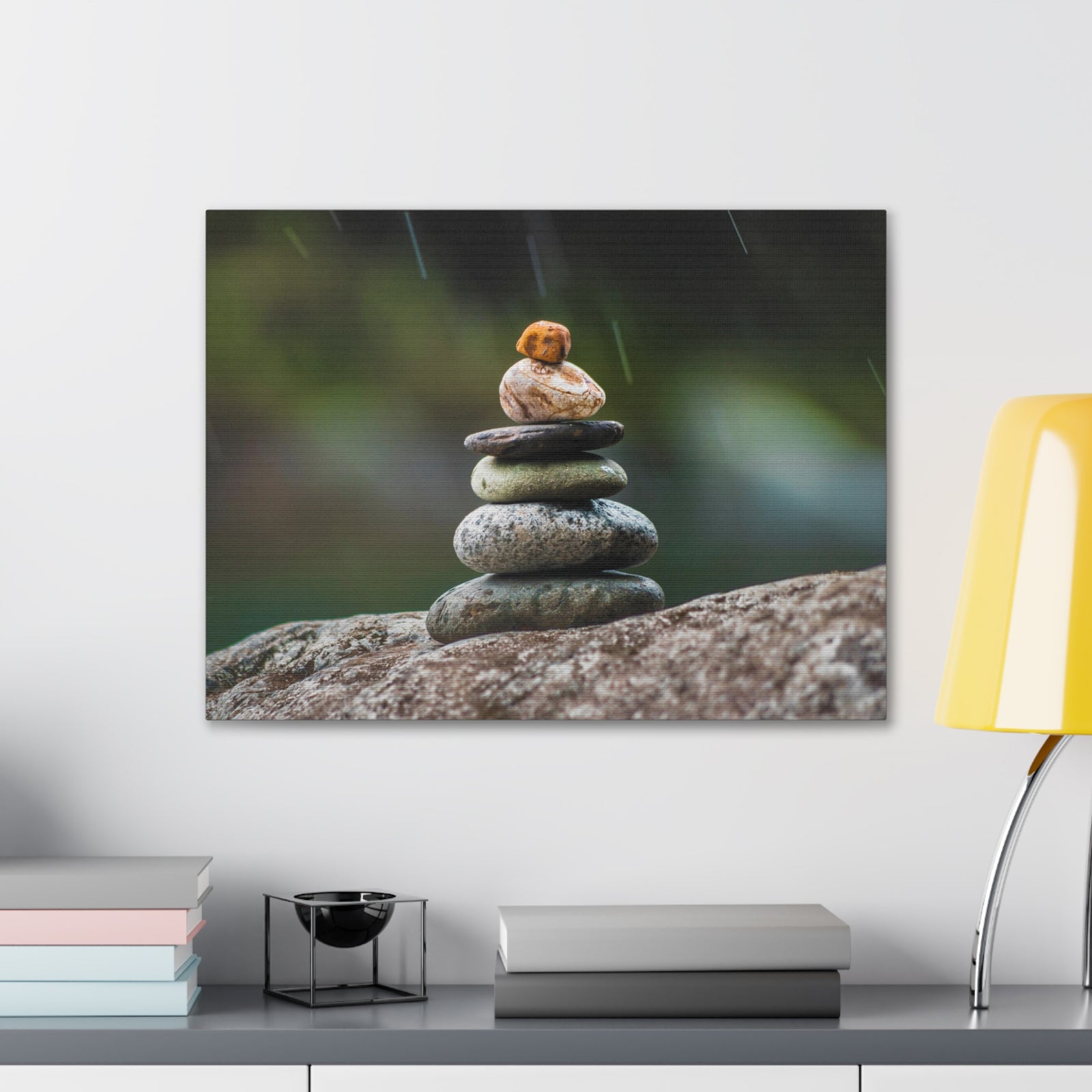 Rocks in Peaceful Rainforest Forest Floral Nature Photography Canvas Wall Art for Home Decor Ready-to-Hang-Express Your Love Gifts