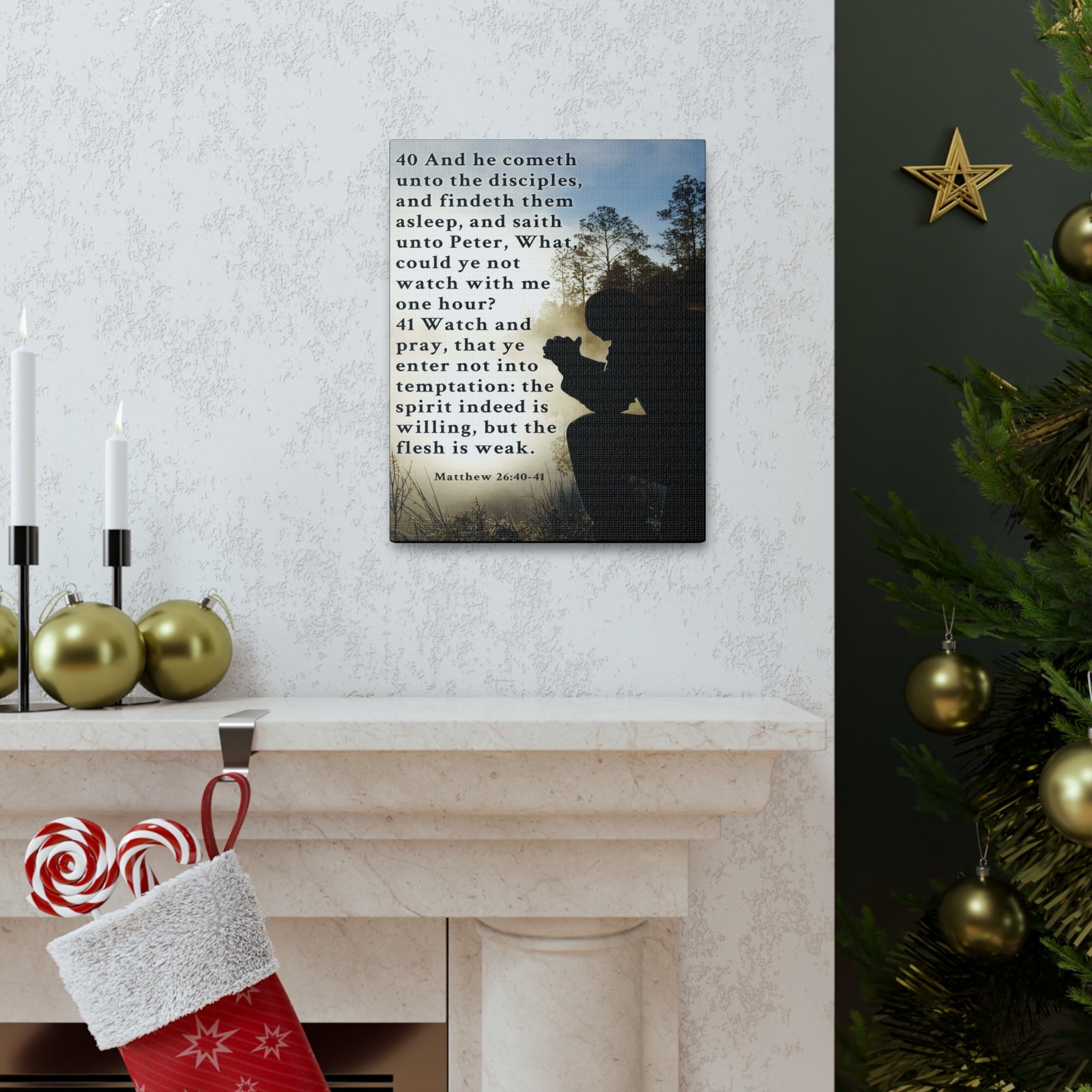 Scripture Walls Matthew 26:38-46 Bible Verse Canvas Christian Wall Art Ready to Hang Unframed-Express Your Love Gifts