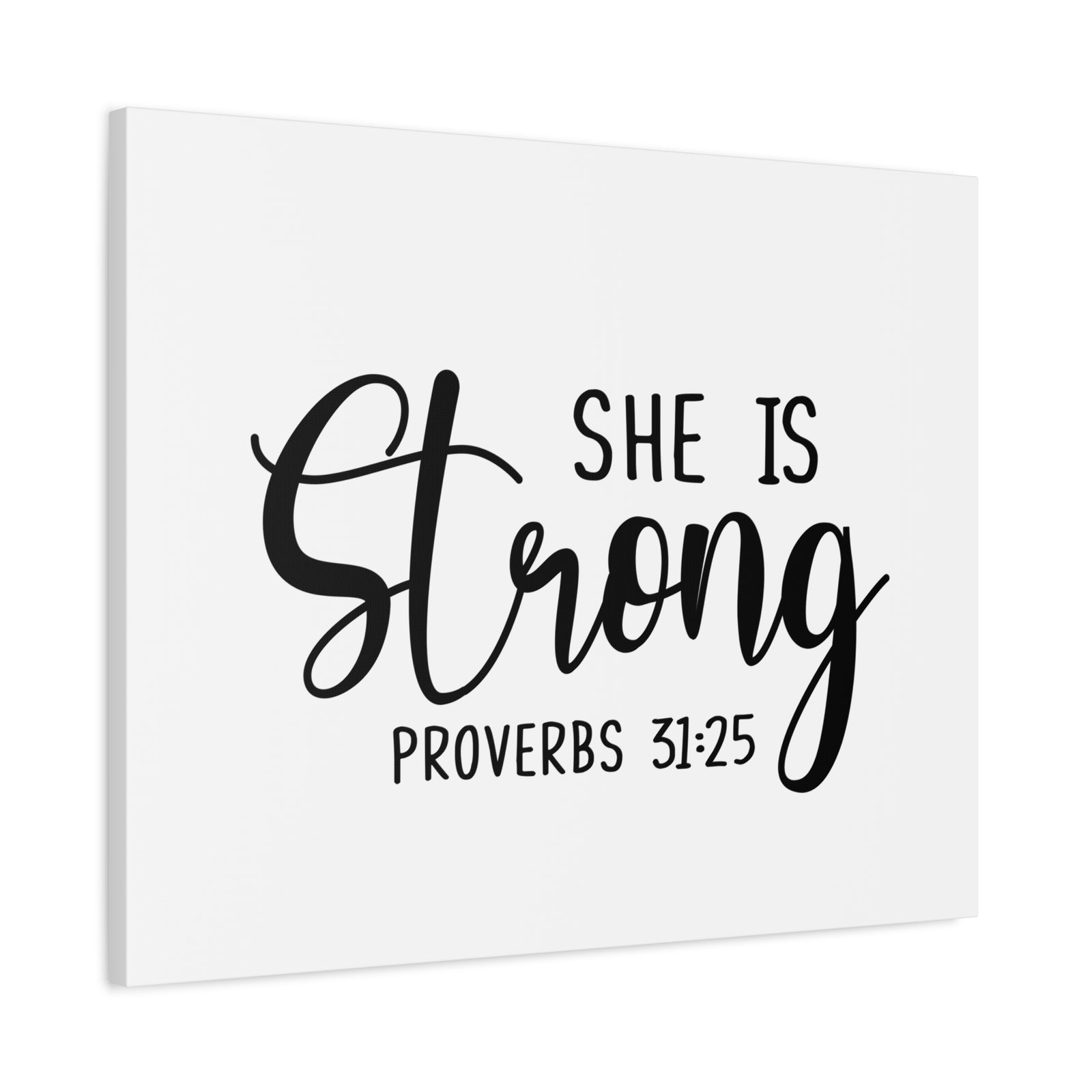 Scripture Canvas She Is Strong Proverbs 31:25 Christian Wall Art Bible Verse Print Ready to Hang-Express Your Love Gifts