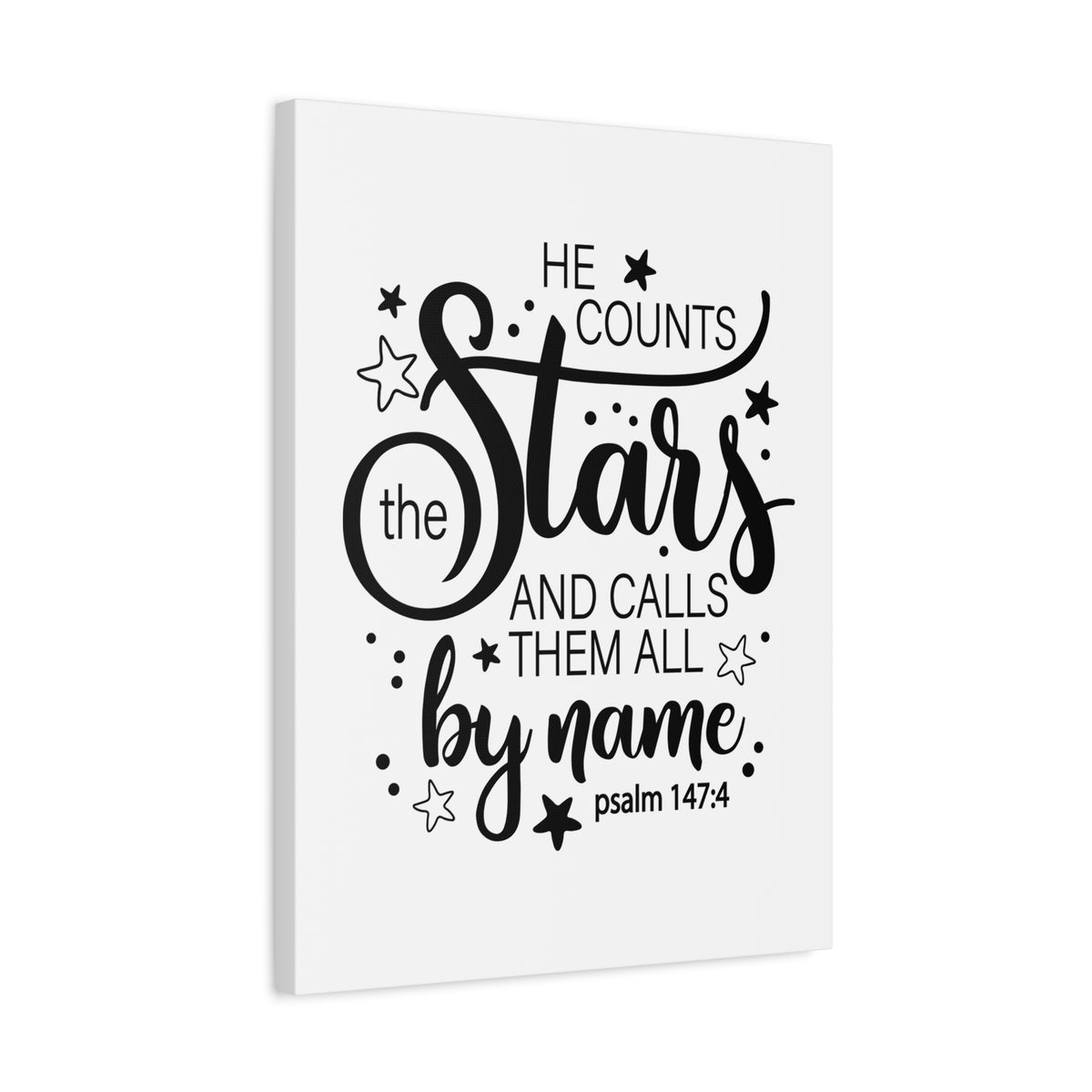Scripture Canvas He Counts The Stars Psalm 147:4 Christian Wall Art Bible Verse Print Ready To Hang-Express Your Love Gifts